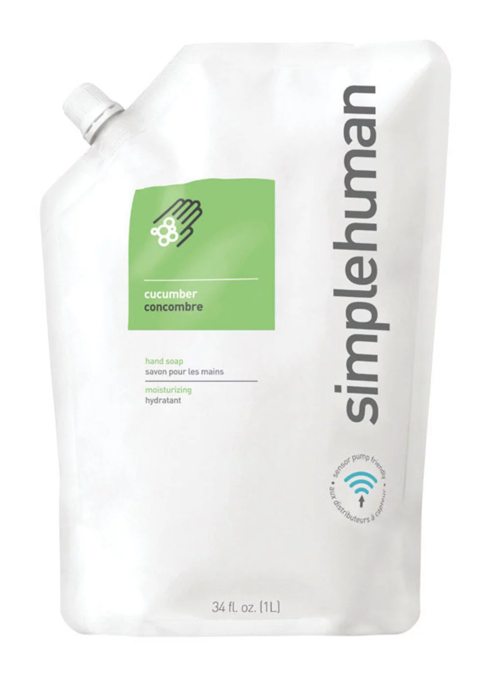 simplehuman 34 Fl Oz. refill pouch, cucumber moisturizing liquid hand soap