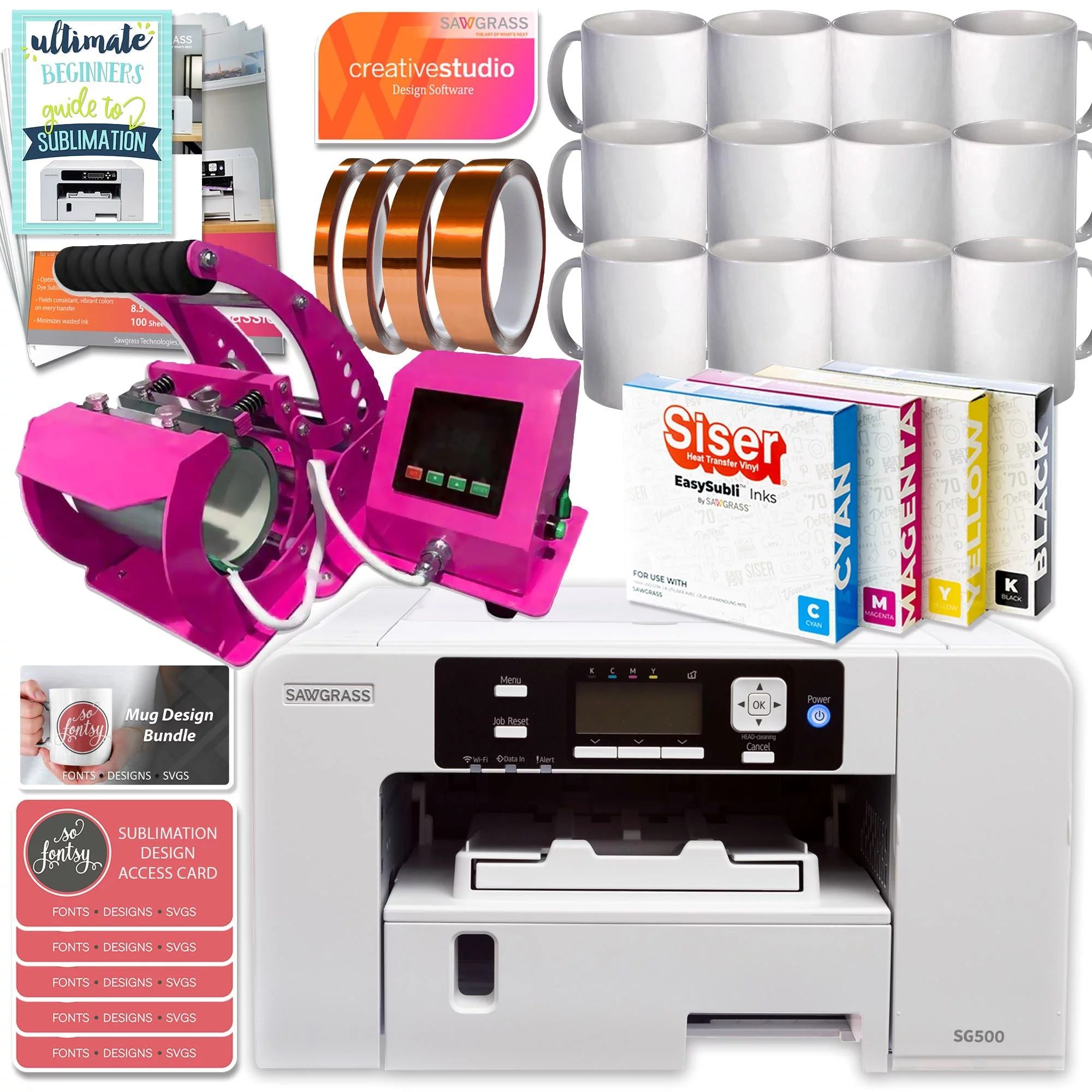 Sawgrass SG500 Sublimation Printer with Mug Press Bundle