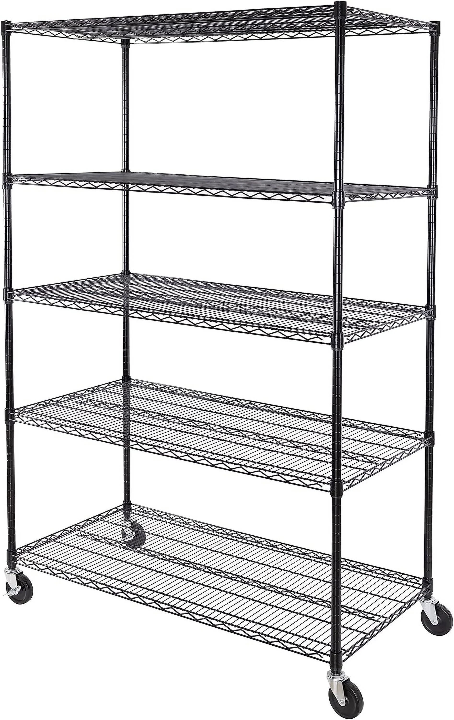 U-SHARE UltraDurable Heavy Duty NSF Solid Steel Wire Rack Storage Unit, Organizer for Garage, Warehouse, Office, Restaurant, Classroom, Kitchen, Black, 5-Tier Shelving, 48