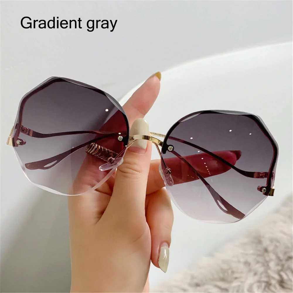 2021 Fashion Frameless UV400 Eyewear Vintage Rimless Sunglasses Ocean Lens Gradient Sunglasses Sun Glasses GRADIENT GRAY