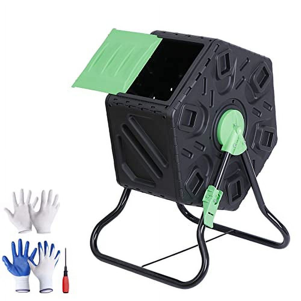 18.5 Gallon Compost Bin Small Composter Tumbler Rotating Chamber Garden Composter Bin with Steel Frame Outdoor Kitchen Garden Yard