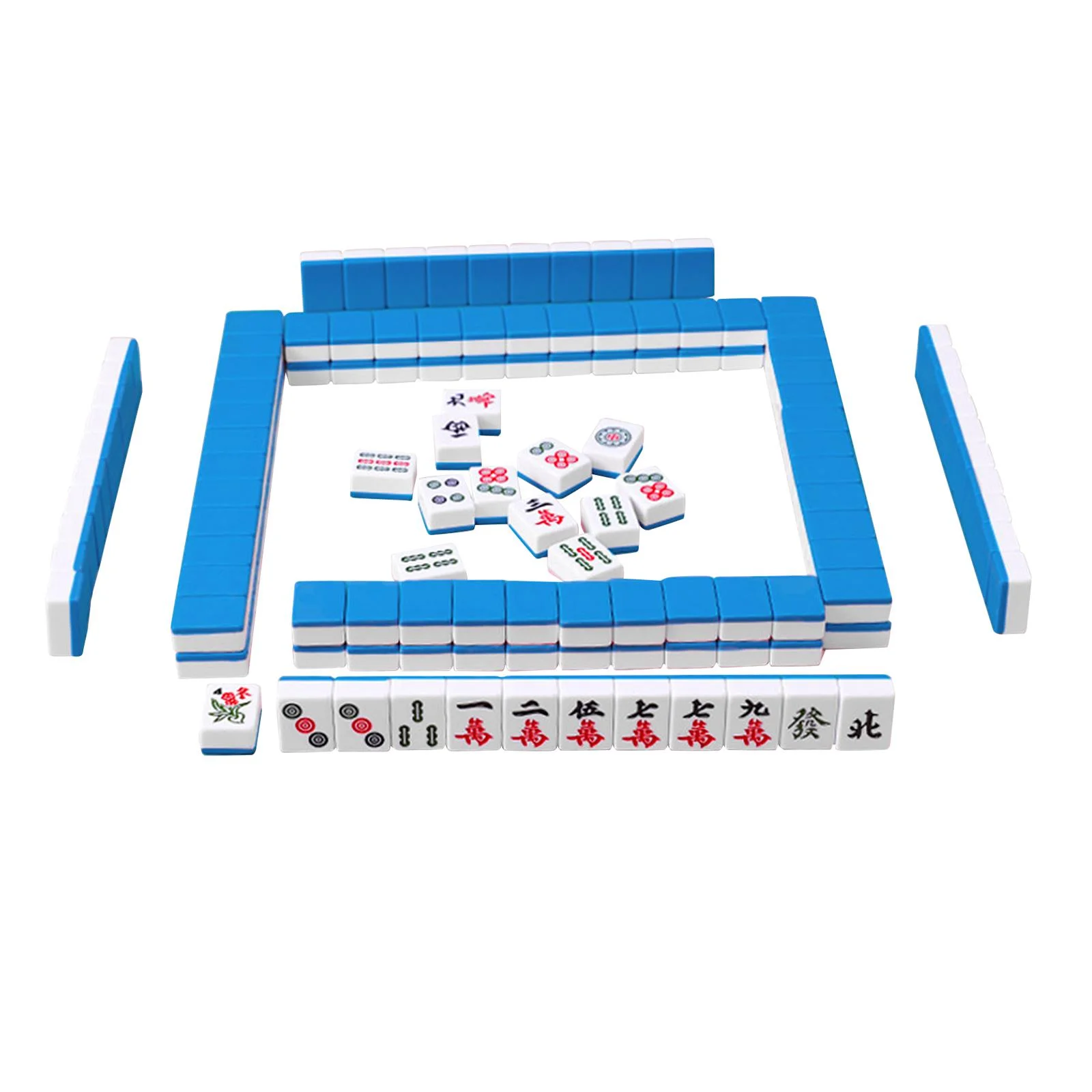 STARTIST 144x Chinese Version Game Set Mini Mahjong Tiles Chinese Game Play Traditional Classic Board Game Portable for Apartment Kids Blue