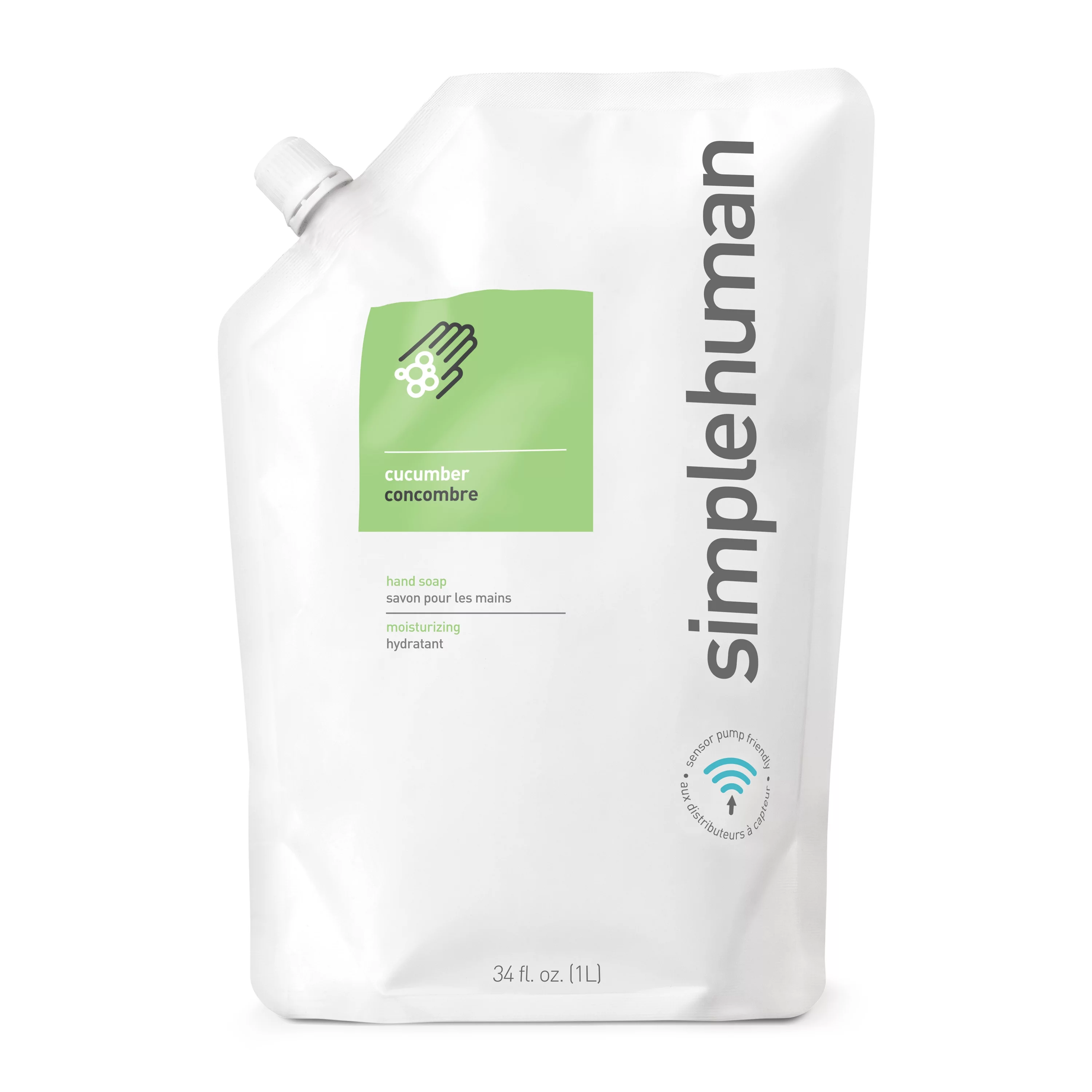 simplehuman 34 Fl Oz. refill pouch, cucumber moisturizing liquid hand soap