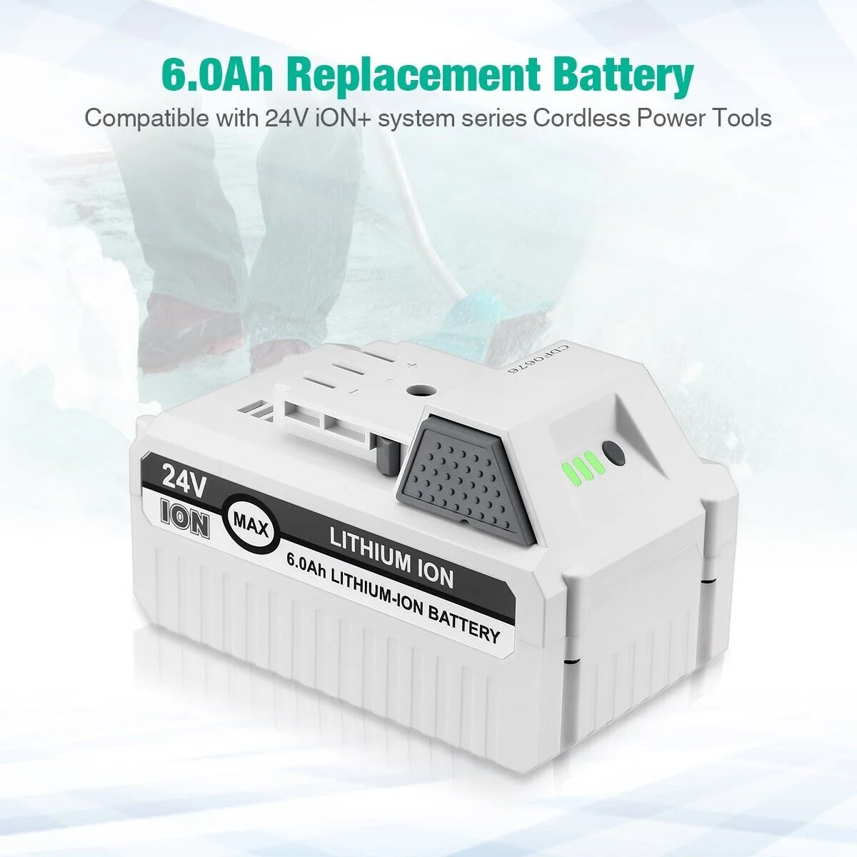6.0Ah 24V Lithium-ion Battery for Snow Joe & Sun Joe 24 Volt iON+ Cordless Tool