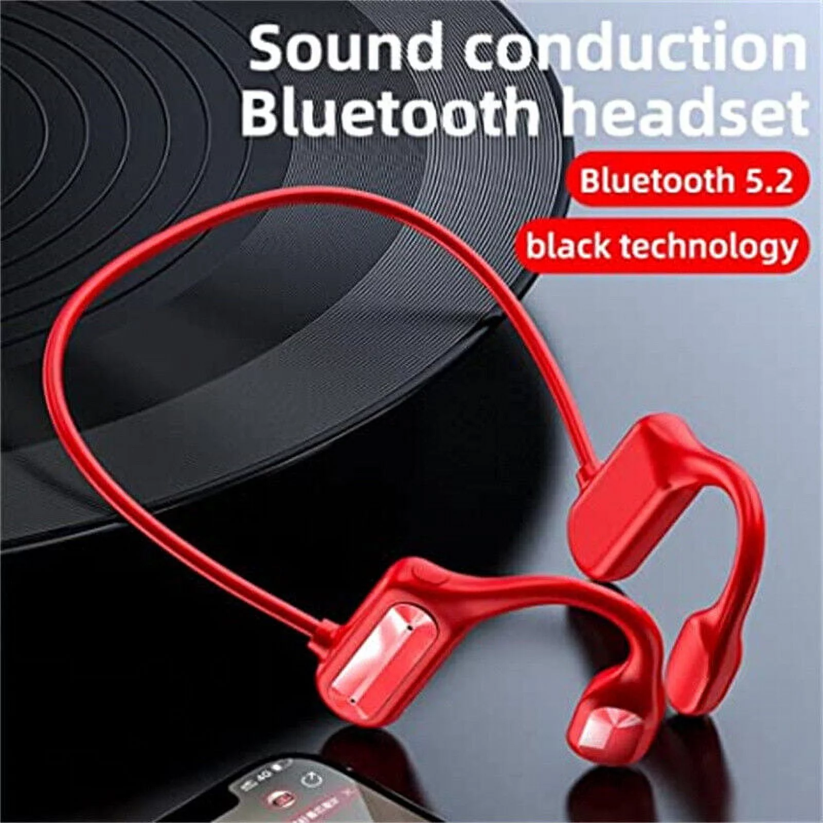 Open-Ear Bluetooth Sport Headphones - Bone Conduction Wireless Earphones - Sweatproof for Running and Workouts, with Sticker Pack