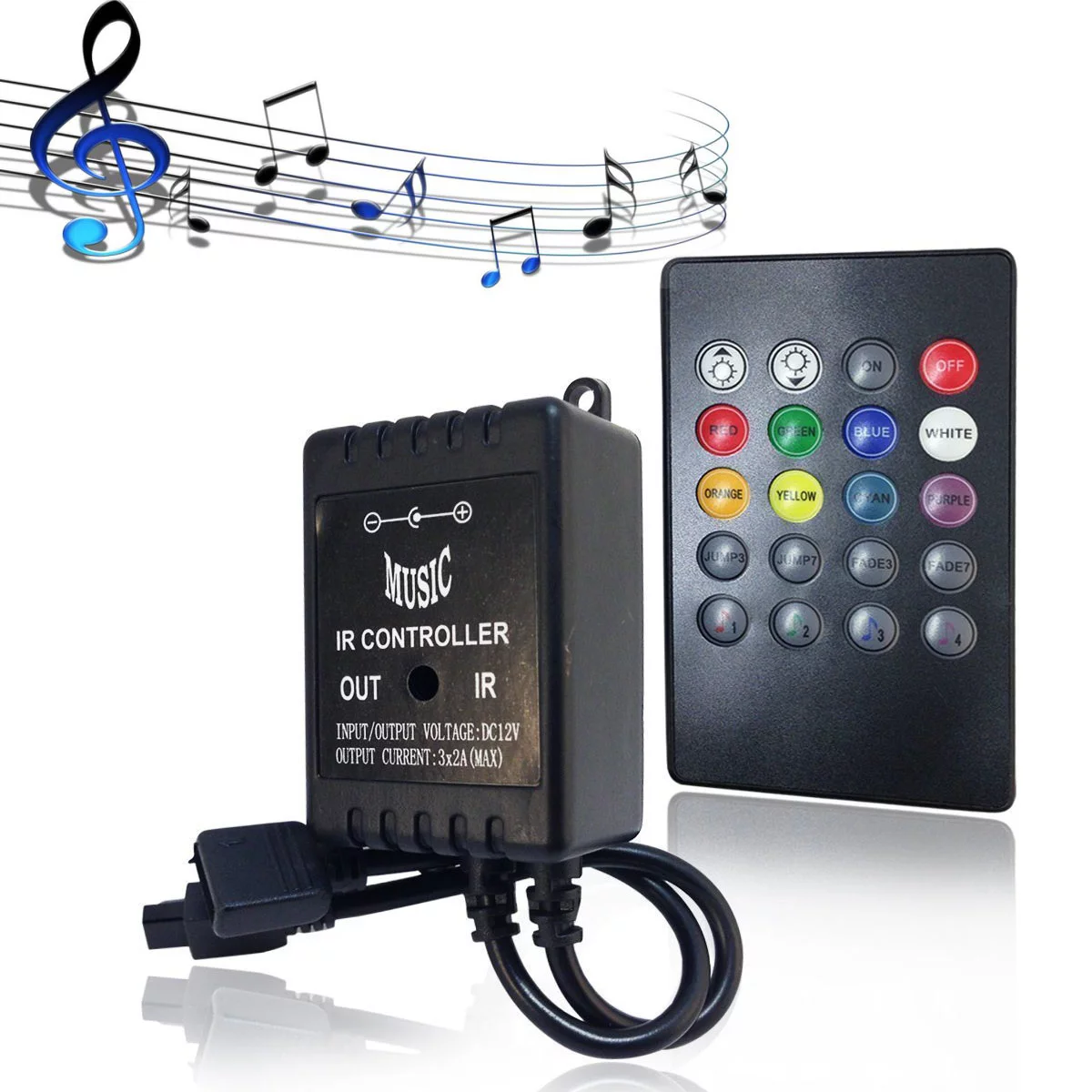 SUPERNIGHT 16.4ft 5M 300LEDs SMD 3528 Flexible LED Strip Light Non-Waterproof – Color: RGB with 20Keys Music IR Remote