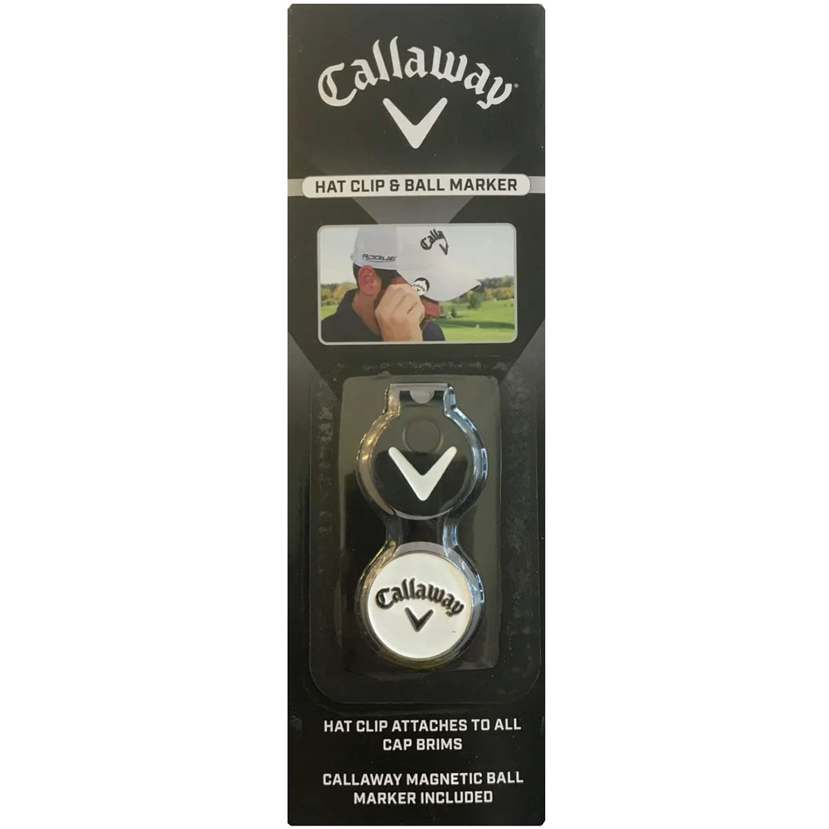 Callaway Golf Hat Clip and Ball Marker, Metal - Black/White