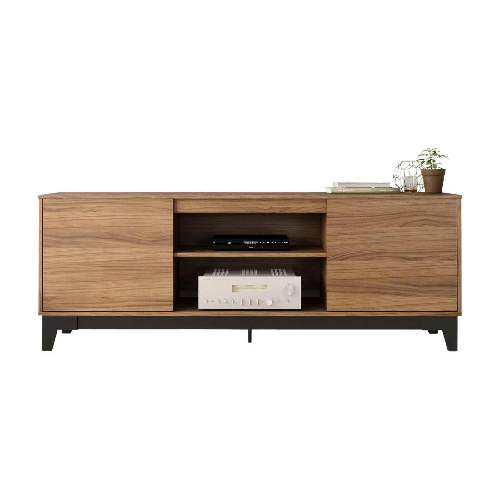 Nexera Rhapsody TV Stand with Shelves for TVs up to 80 in., Nutmeg and Black