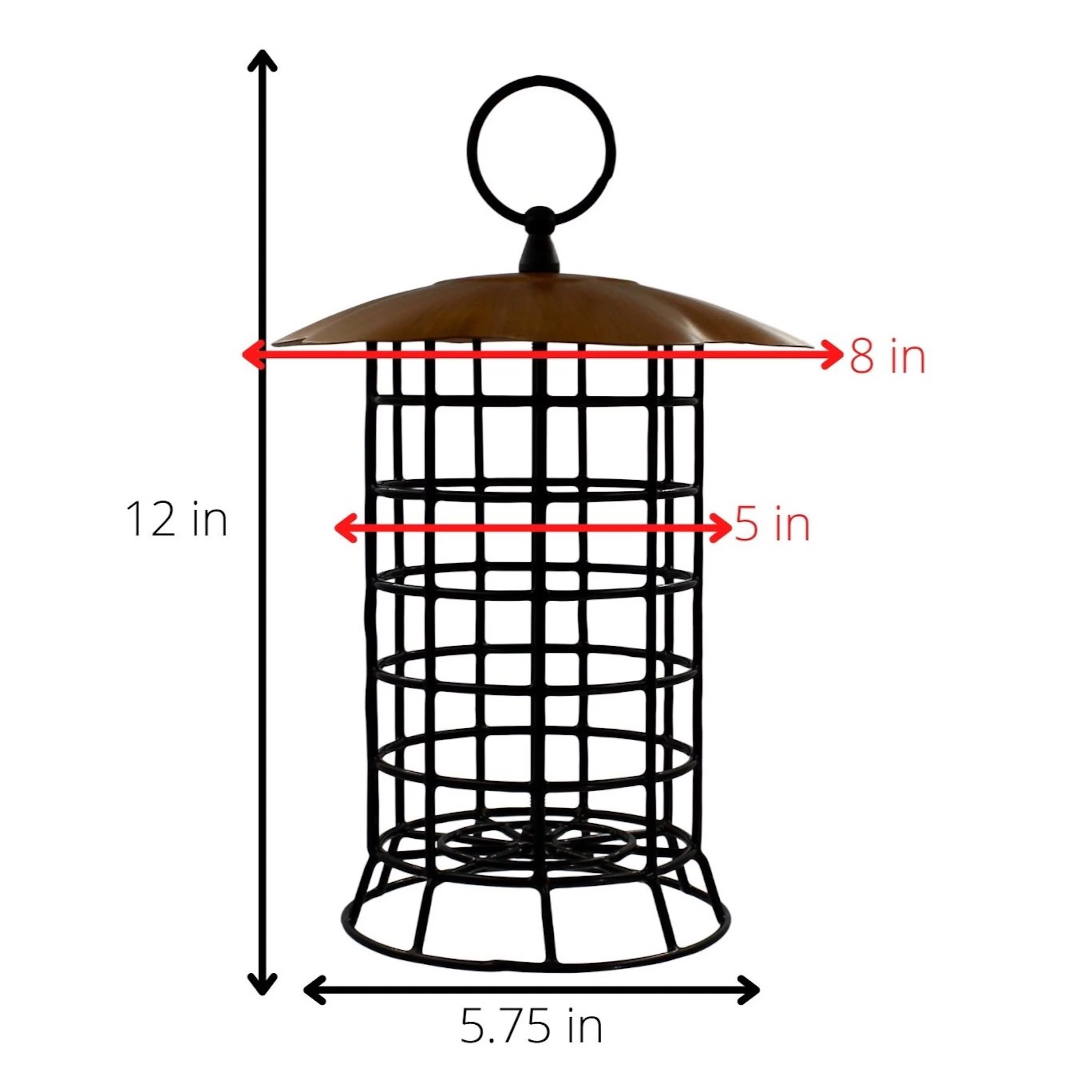 Songbird Essentials Suet Feeder Hanging Metal Bird Feeder for Suet Logs, 1 Log Capacity Copper