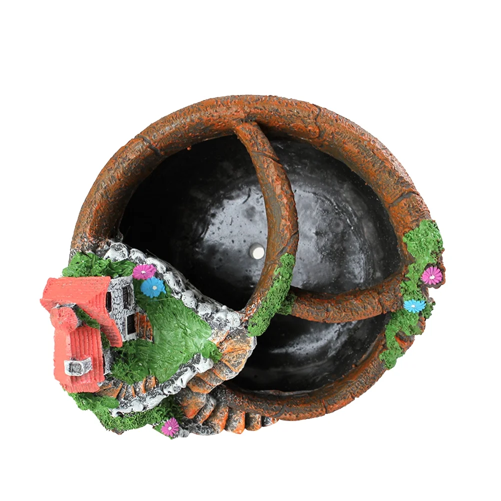 Gongxipen Fairy Garden Miniature Broken Flower Pot Villa Sweet House on the Cliff Sky Castle Sculpture Planter