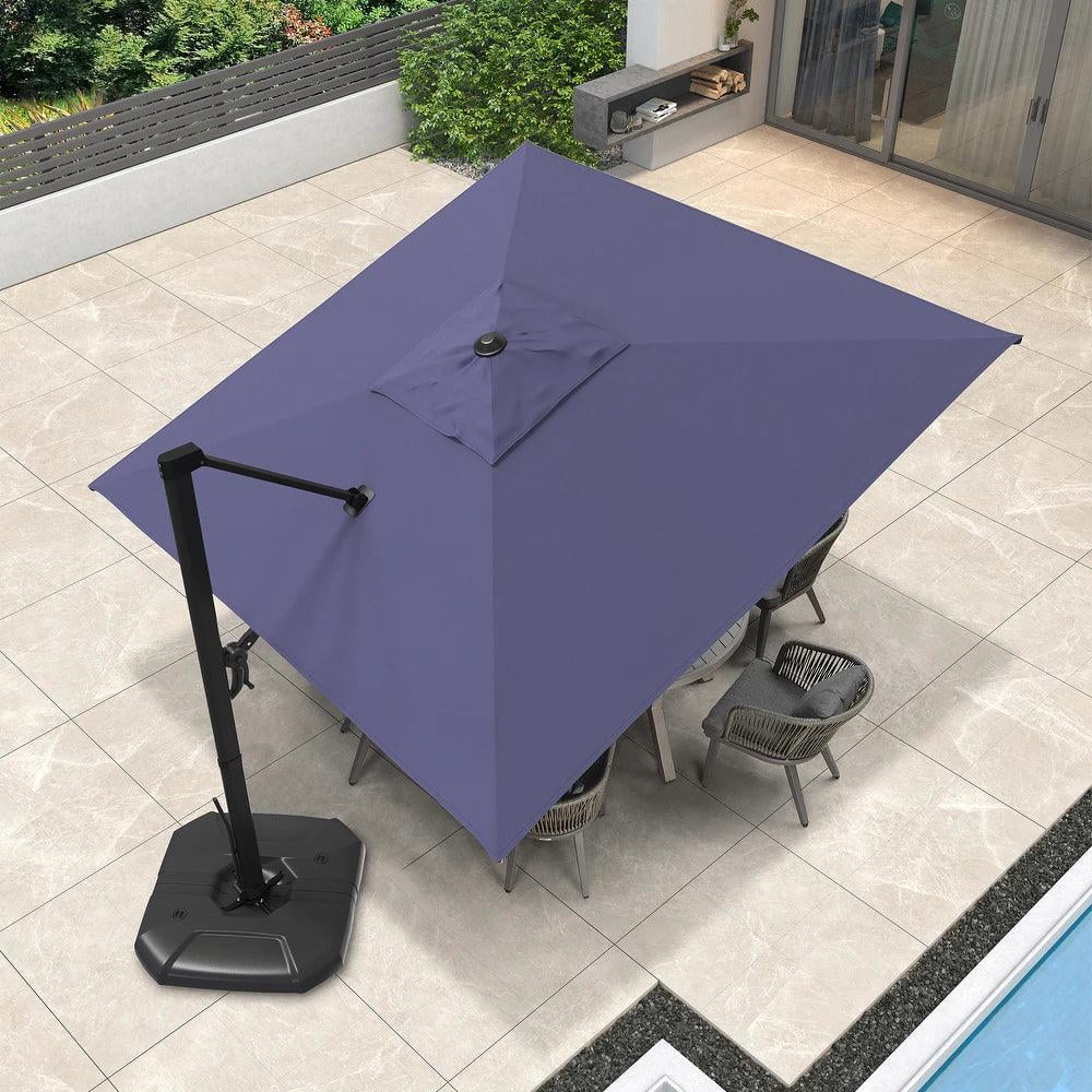 PURPLE LEAF 10 ft Square Patio Umbrella Offset Hanging Umbrella Cantilever Sunny Umbrella with 360° rotating handle,Navy Blue