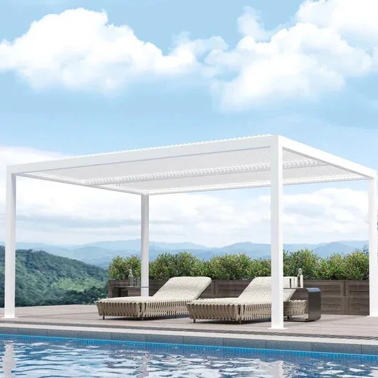 PURPLE LEAF Outdoor Louvered Pergola 12'x16' Aluminum Gazebo Modern White Patio Metal Pergola with Adjustable Rainproof Hardtop for Garden Lawns Yard