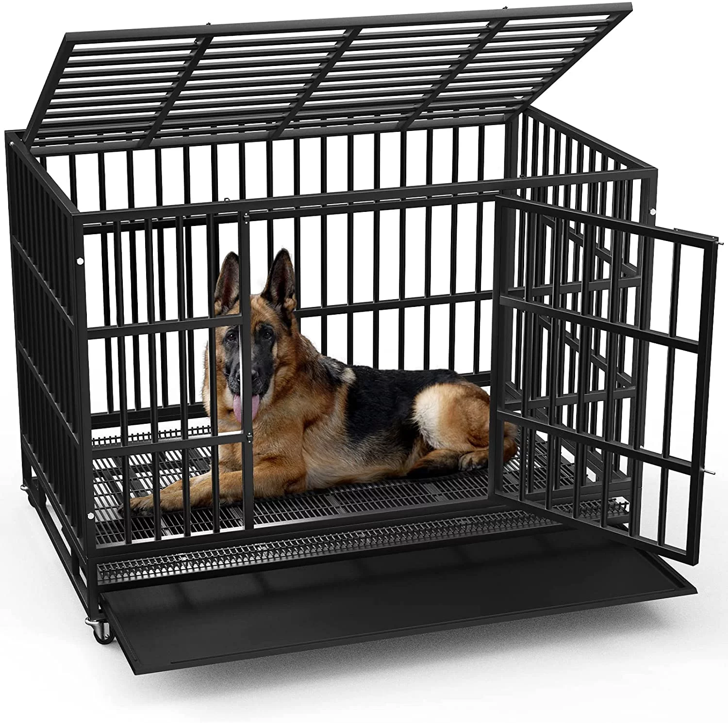 Vitesse Heavy Duty Indestructible high Anxiety  Dog Crate cage for Outdoor and Indoor with Removable Tray