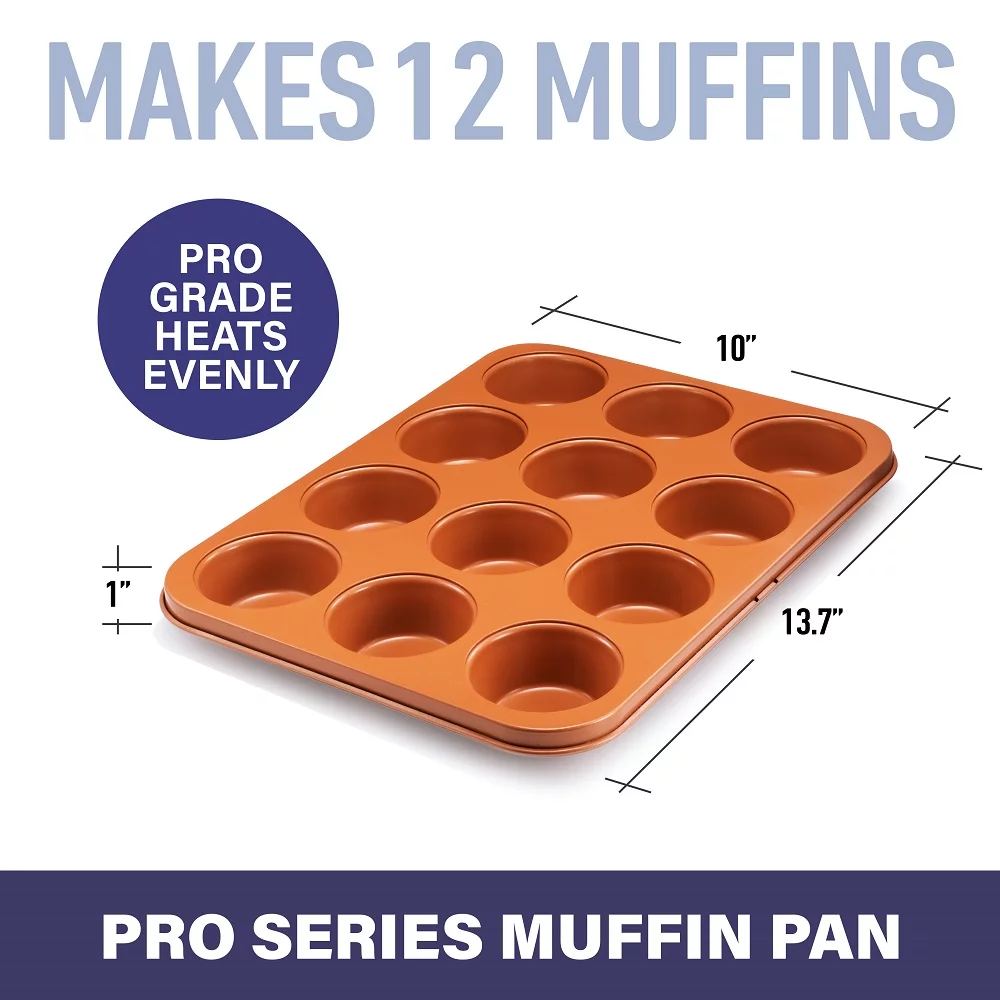 Gotham Steel 12 Cup Nonstick Aluminum Muffin Pan, 1 in Diameter Cups
