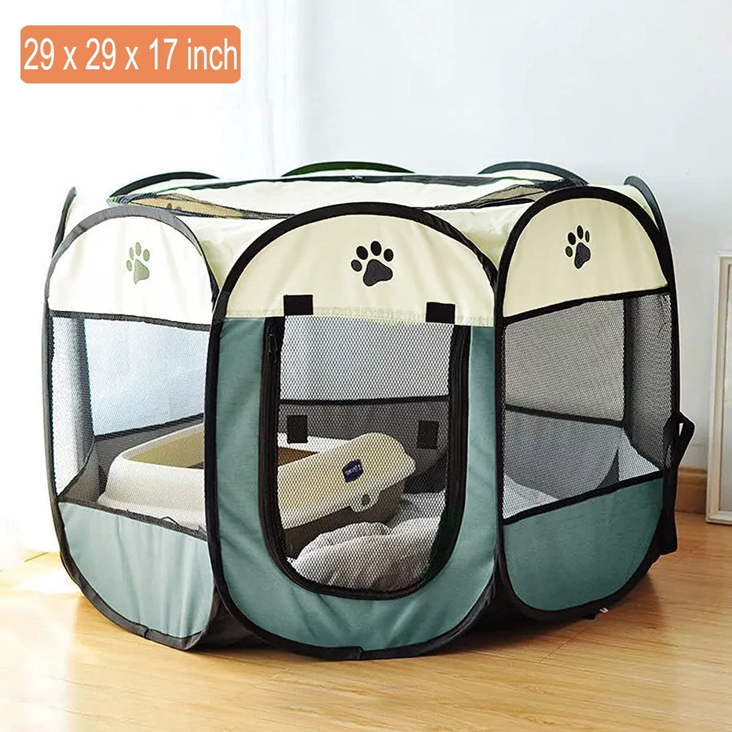 Large Cat Playpen Dog Playpen Cat Tent Puppy Playpen Indooor,Dinosam Cat Cage Indoor with Mesh Outdoor Kitten Playpen for Indoor Cats Pen for Puppys Small Dogs,White & Gray