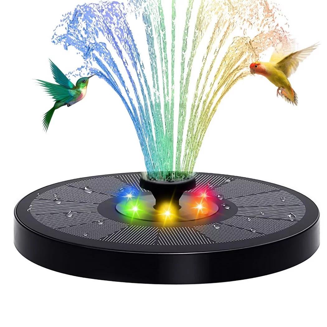 Floating Pool Fountain with 7-Color LED Lights, Rechargeable Solar Panel Battery, Waterfall Fountain for Pools, Ponds, Outdoor
