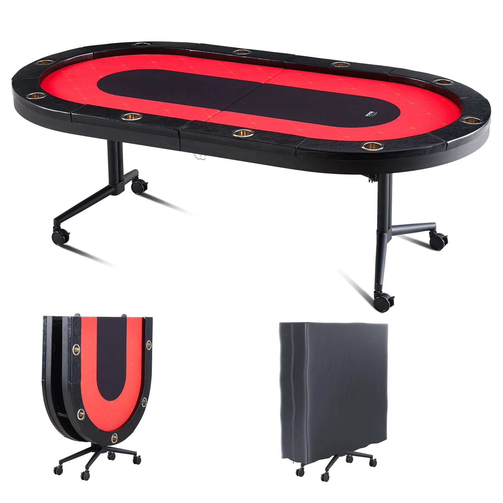 SKYSHALO 10 Player Oval Foldable Poker Table Casino Blackjack Texa Holdem Table 90