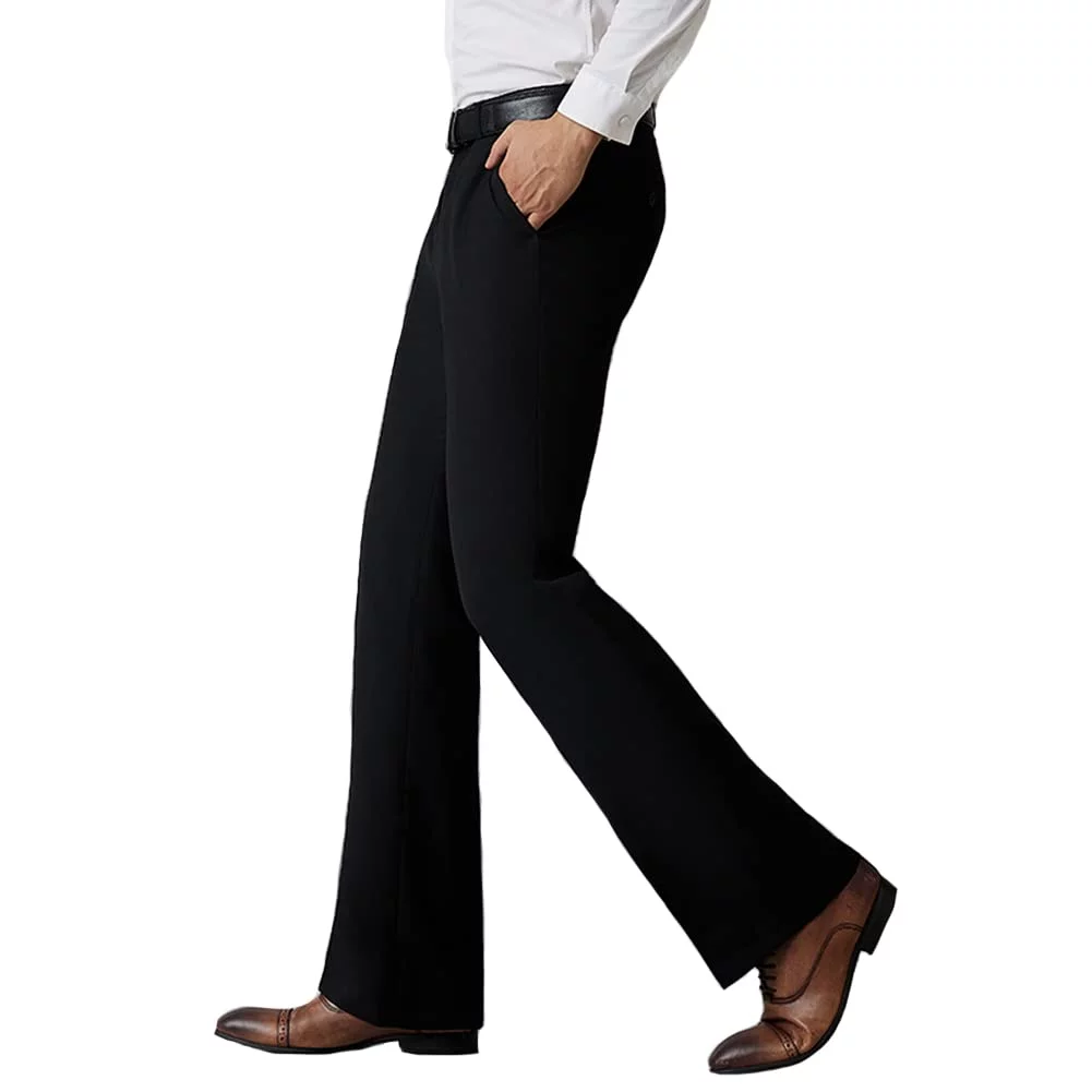 HAORUN Men Bell Bottom Flared Pants Slim Fit Vintage 60s 70s Formal Dress Bootcut Trousers