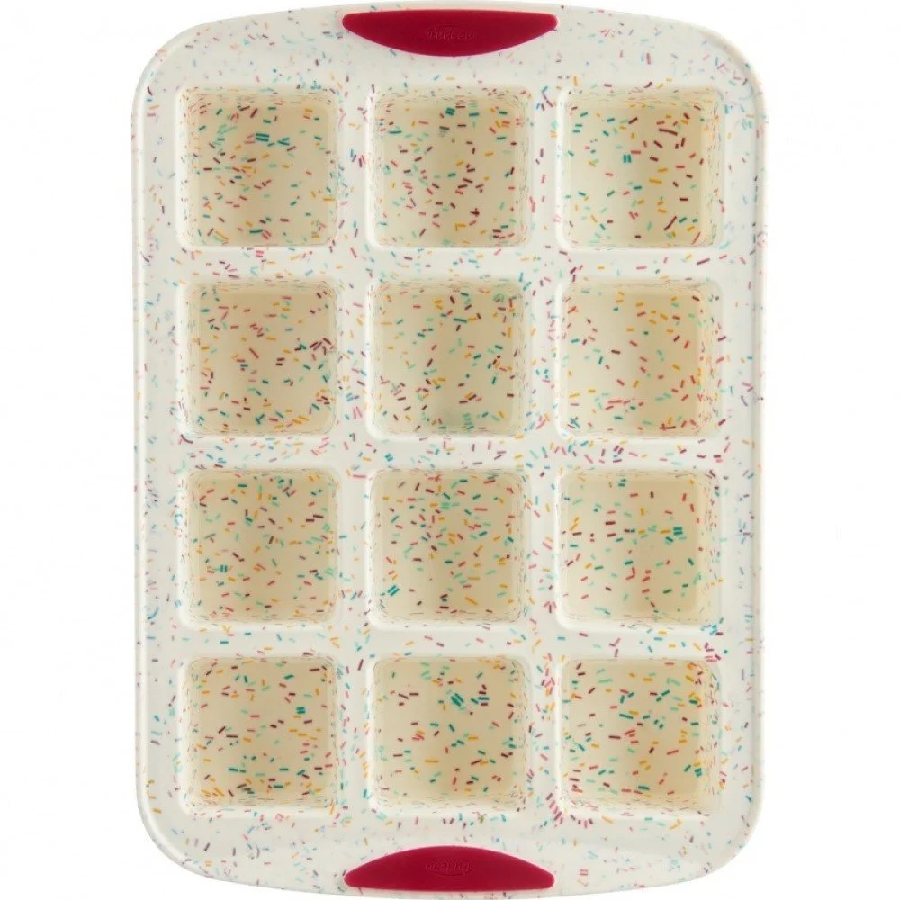 Trudeau White Confetti Silicone 12-Count Brownie Pan