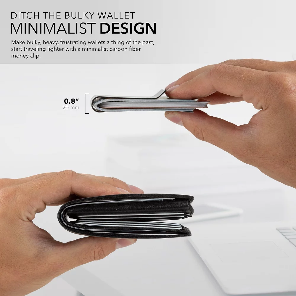 Serman Brands Carbon Fiber Money Clip | Sleek and Stylish | Front Pocket Slim Clip | Convenient Quick Access for Men | Diamond Blue