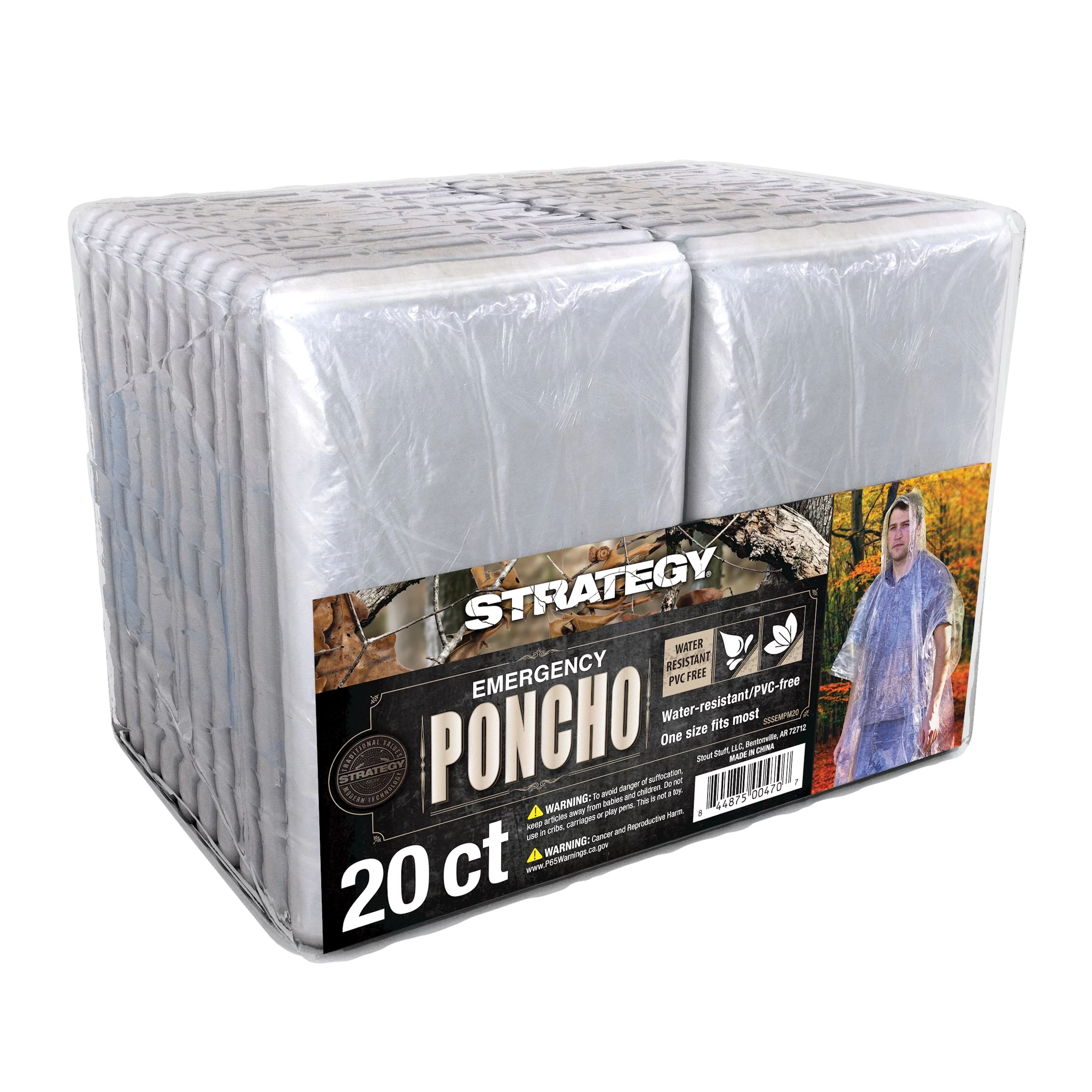 Strategy Clear One Size Fits Most Emergency Poncho 20 Count