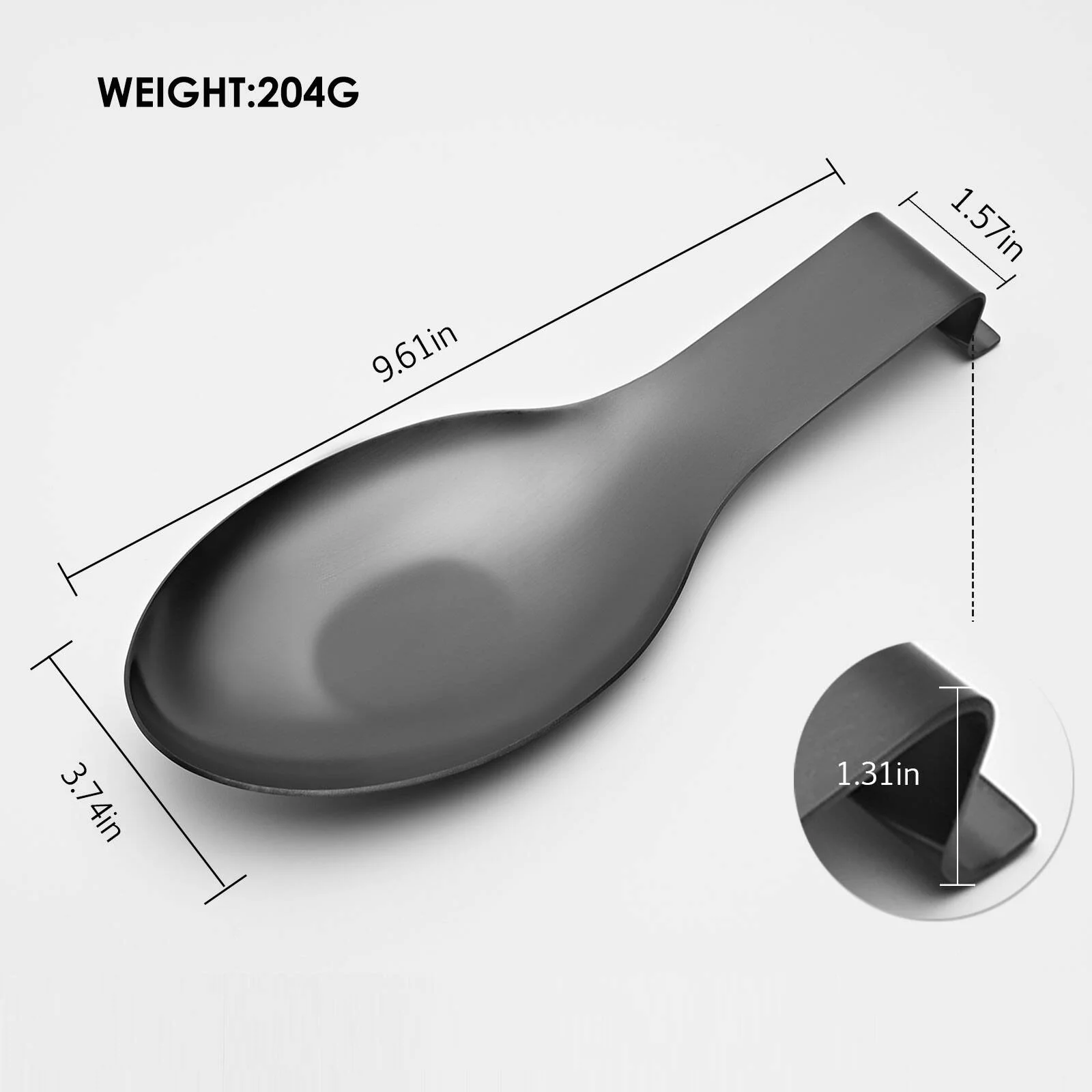 Stainless Steel Black Spoon Rest for Kitchen Counter Cooking Utensil Rest Spoon Ladle Holder for Stove Top Rust Resistant Large Size Spatula Rest Dishwasher Safe 9.61 x 3.74 Inch(2PCS)