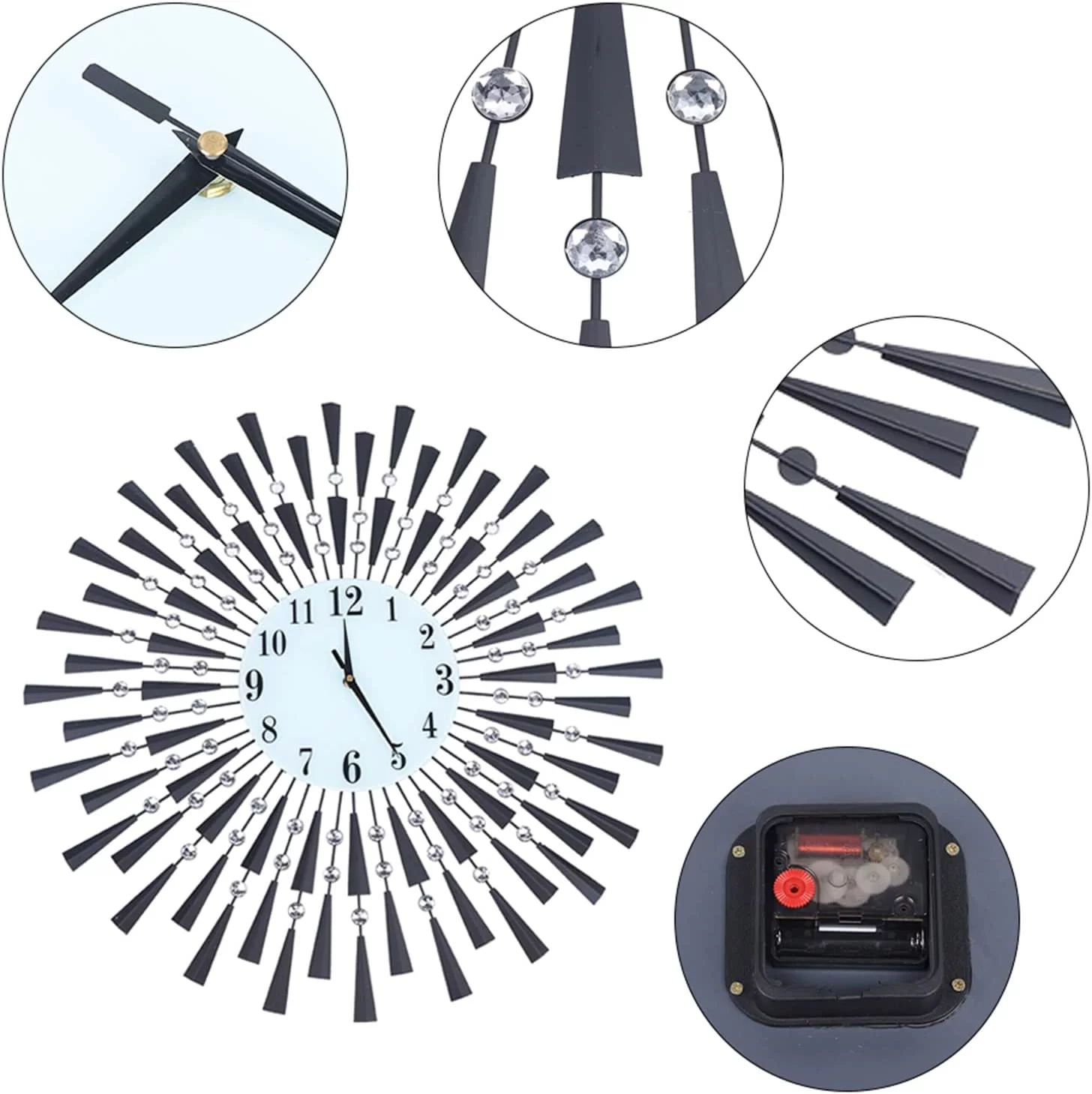 Modern Metal Big Wall Clock Silent Quartz Movement Handmade