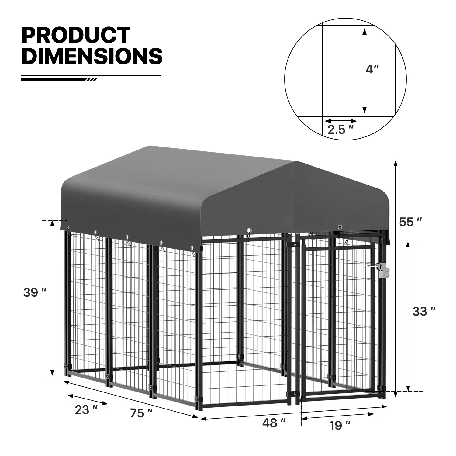 MoNiBloom 4ft x 6.25ft x 4.50ft Heavy Duty Outdoor Dog Kennel with Waterproof Canopy, 10 Panels Expandable Dog Playpen with Latch, Dog Pen House Backyard Shelter