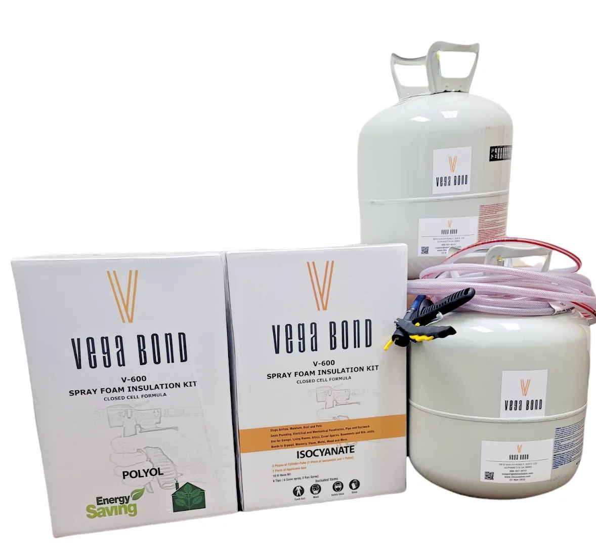 Vega Bond V600 Fast Rise Closed Cell Spray Foam Insulation Kit. 2 Part Foam Sealant 600BF