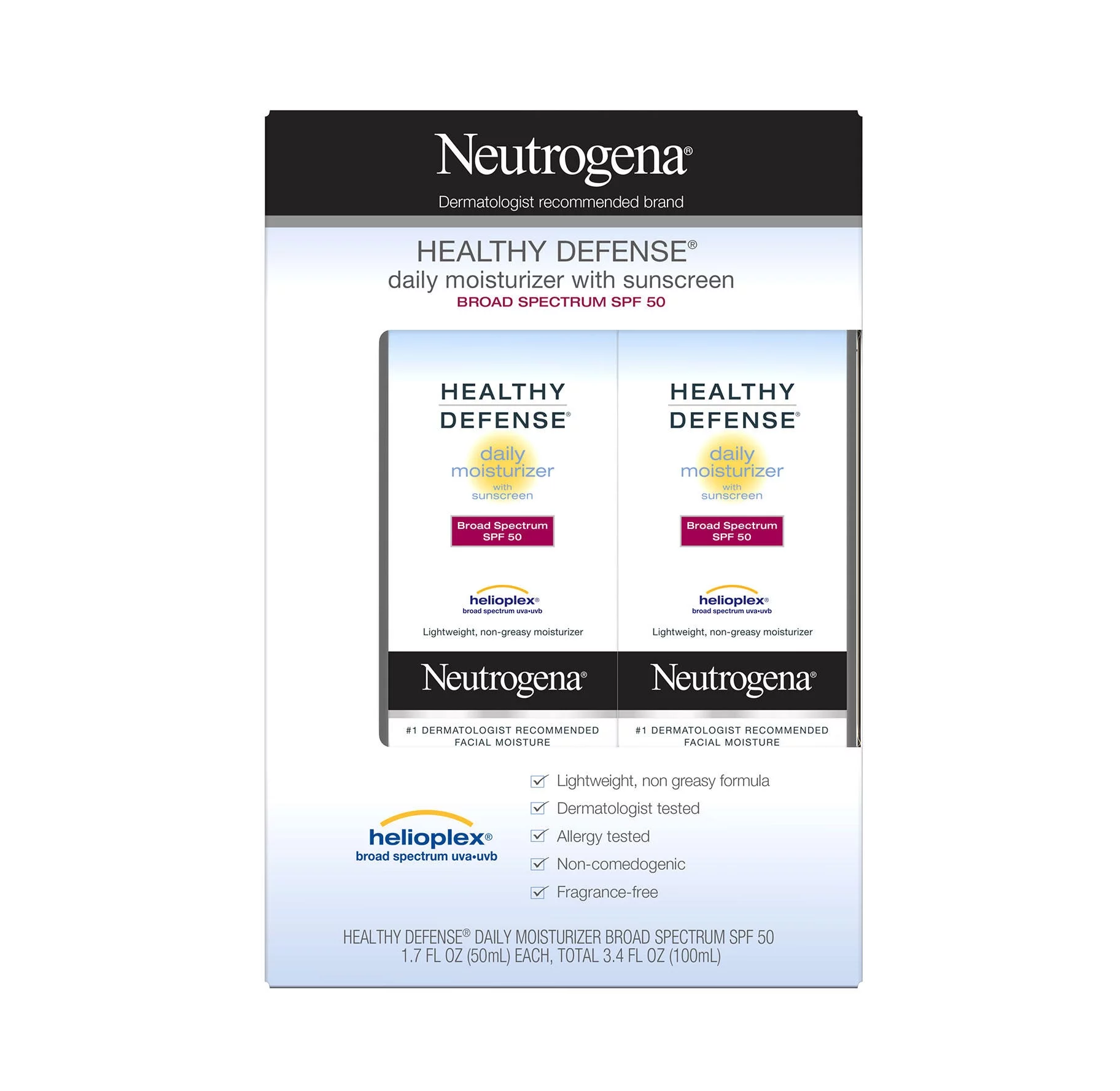 Neutrogena Healthy Defense Daily Moisturizer with Broad Spectrum SPF50 Sunscreen (1.7 fl. oz., 2 pk.)