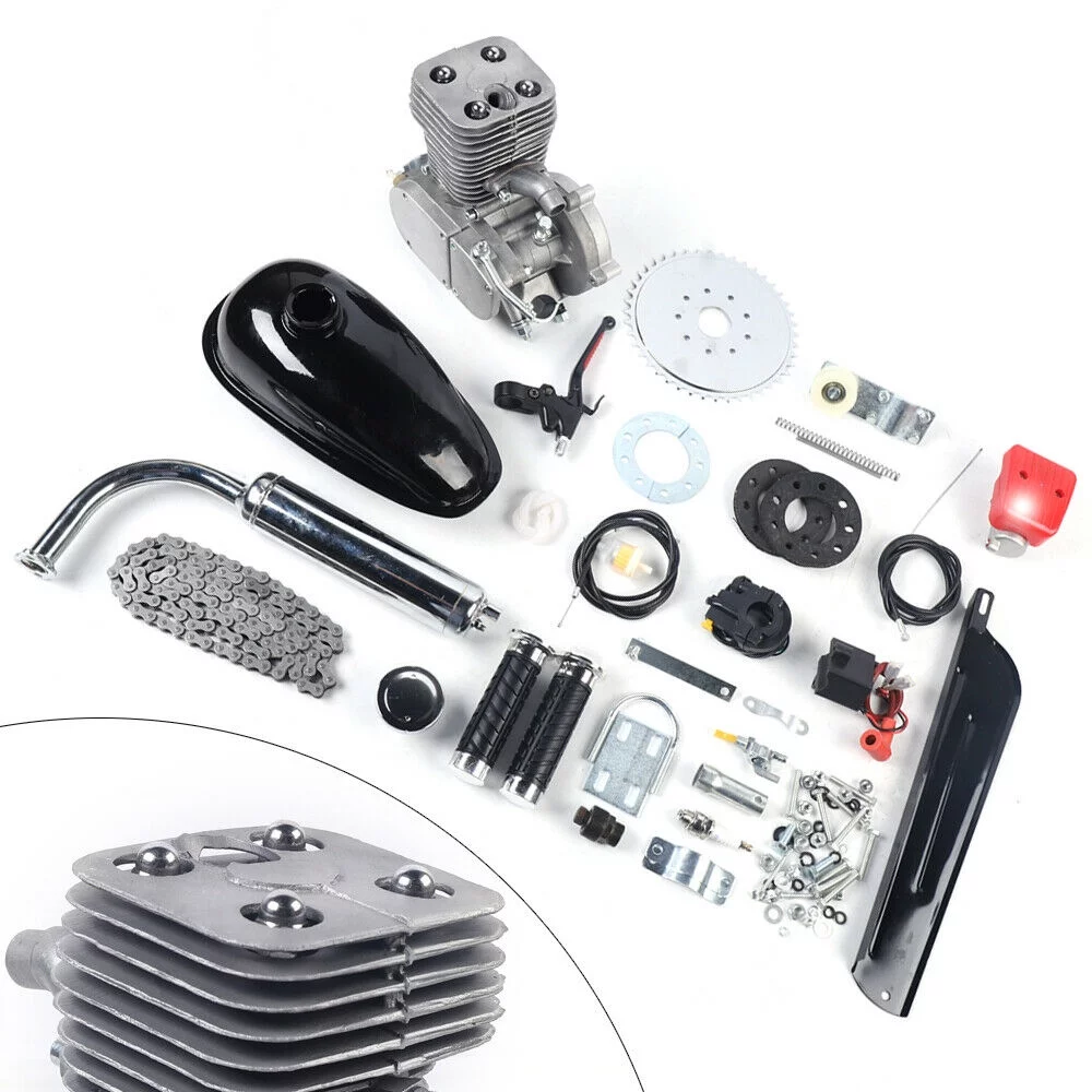Miumaeov 100CC Bicycle Gasoline Engine Motorized Motor Chain Muffler Complete Assembly Gas Motorized Motor Bike Modified Kit for 26