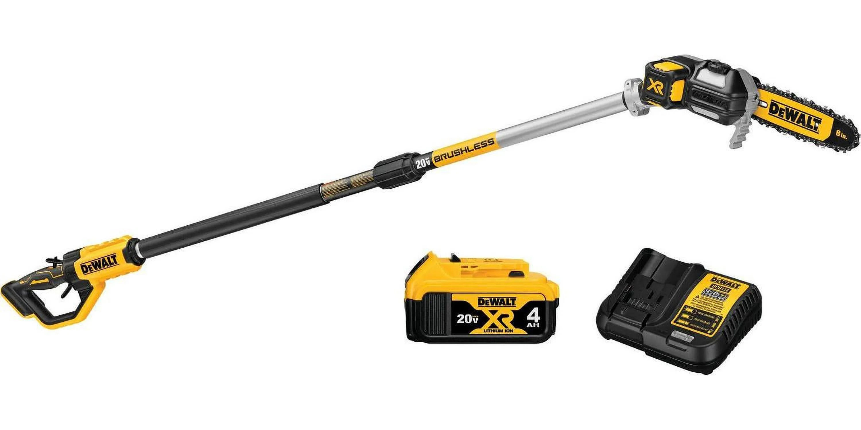DeWALT DCPS620M1 8 in. 20V Cordless MAX XR Pole Saw 4Ah Kit, 15 ft. Reach
