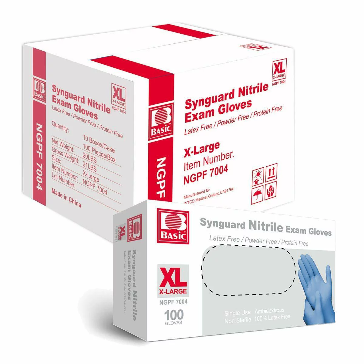 BASIC Disposable Nitrile Exam Gloves, Powder Latex Free Gloves, Blue Extra Large 1000 Count