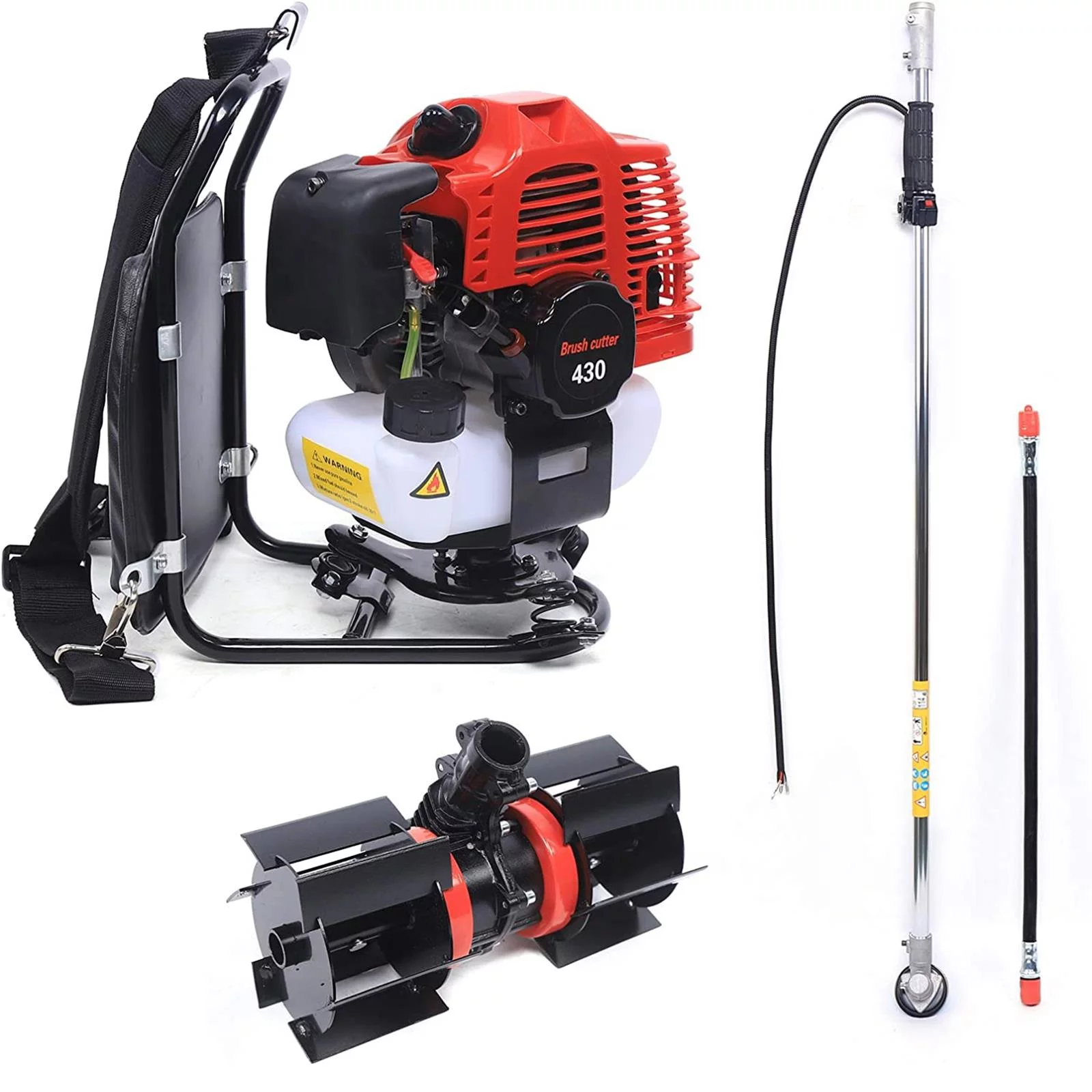 Wuzstar 43CC 2 Stroke Micro Tiller Cultivator Backpack Gas Garden Brush Cutter Grass Trimmer Lawn Mower for Cutting Weeds