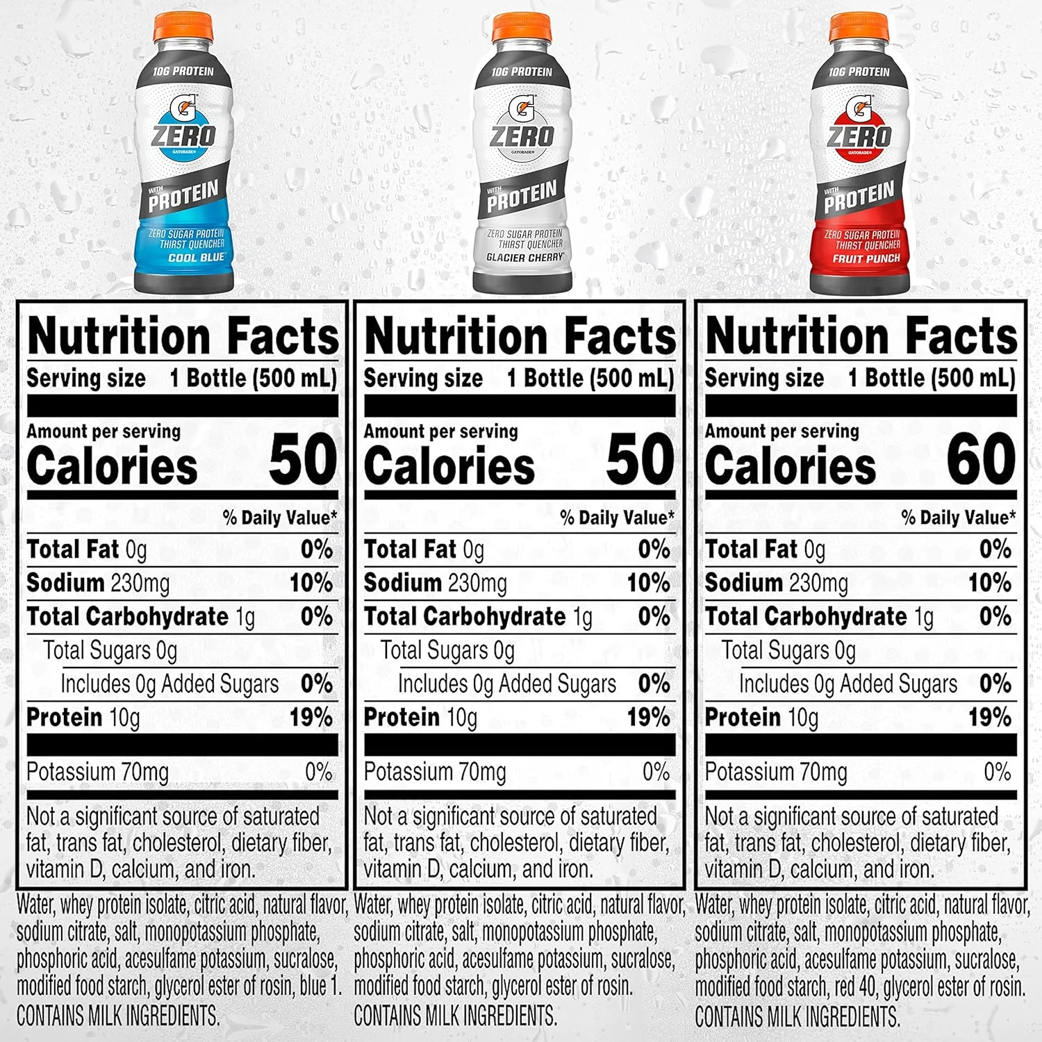 Gatorade Zero Sugar with Protein Variety Pack, 10g Whey Protein Sports Drink, 16.9 oz, 12 Pack Bottles