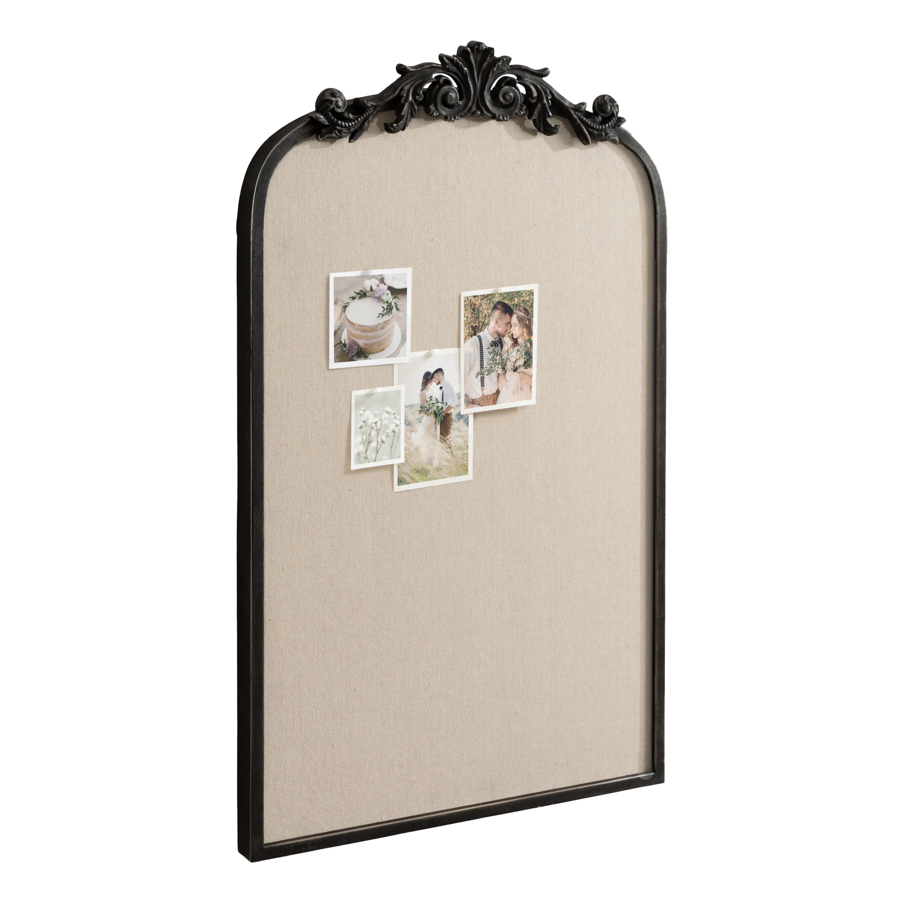 Kate and Laurel Arendahl Vintage Decorative Arched Pinboard, 19 x 31, Black, Framed Arch Ornate Bulletin Board for Unique Display, Organization, and Decor Options