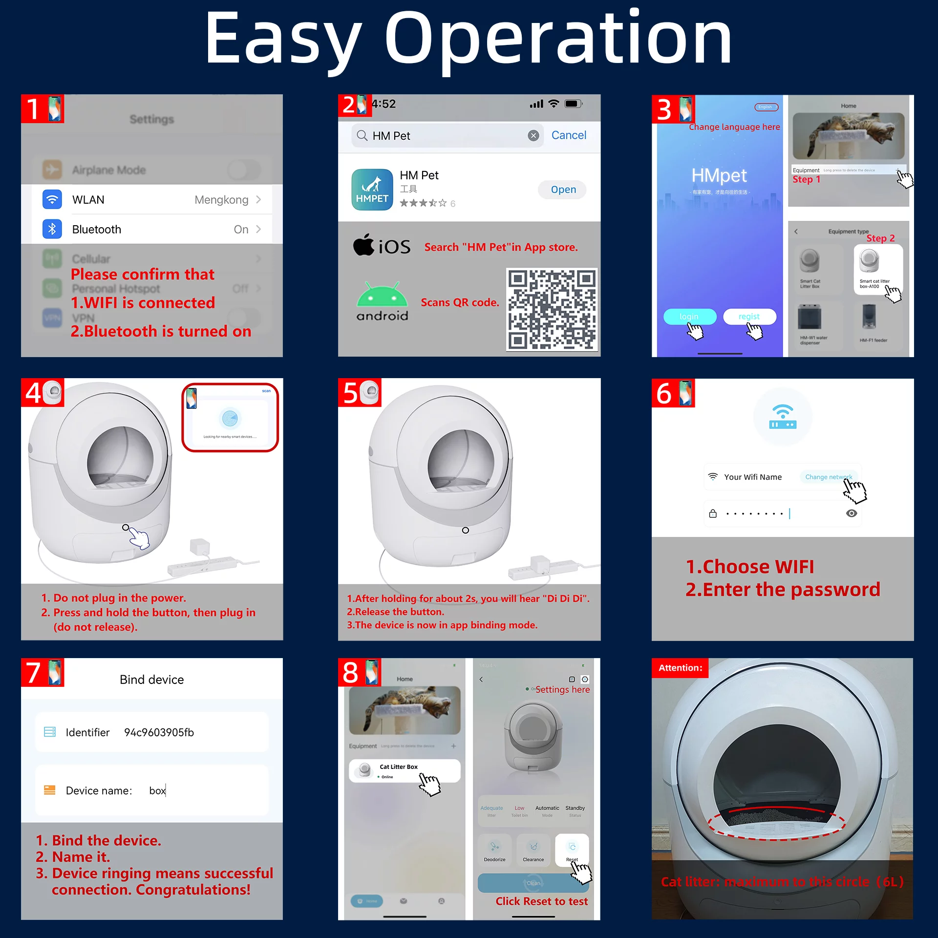 Self -Cleaning Cat Litter Box for Multiple Cats , Scooping Automatically , Suitable for all kinds of cat litter, Secure,Odor Removal , App Control, Support 5G&2.4G WiFi.