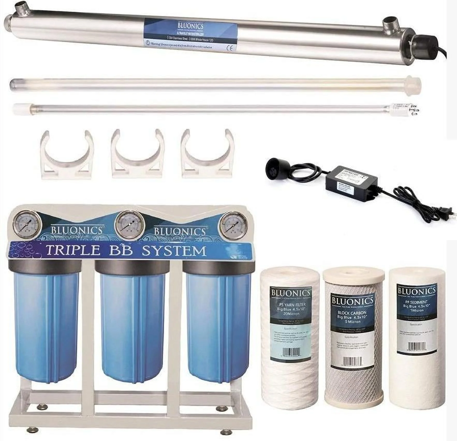 Bluonics 55W UV Ultraviolet Light Well Water Filter Purifier System with Big Blue Size 4.5