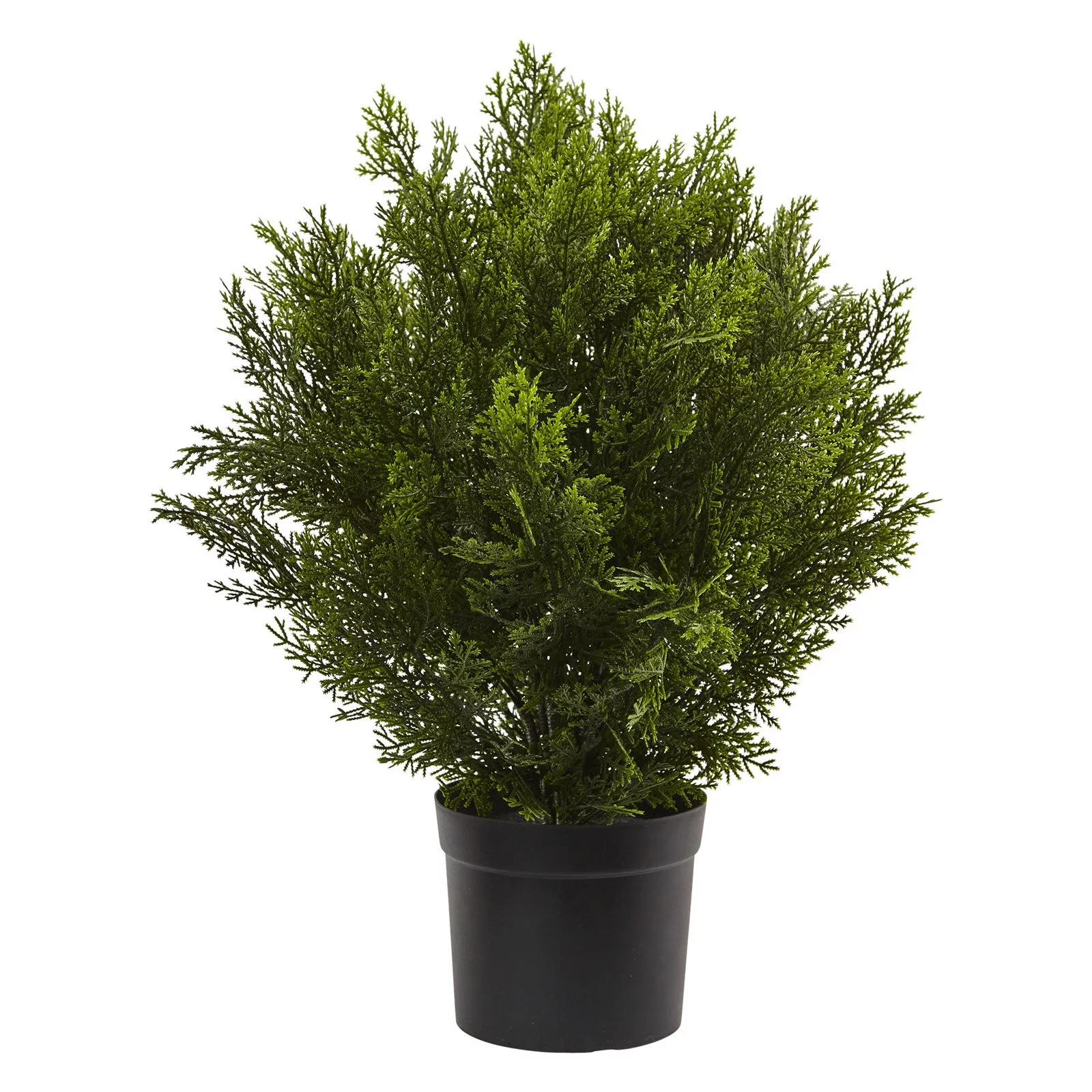 Nearly Natural 3'H Artificial Cedar Bush With Pot, Green/Black