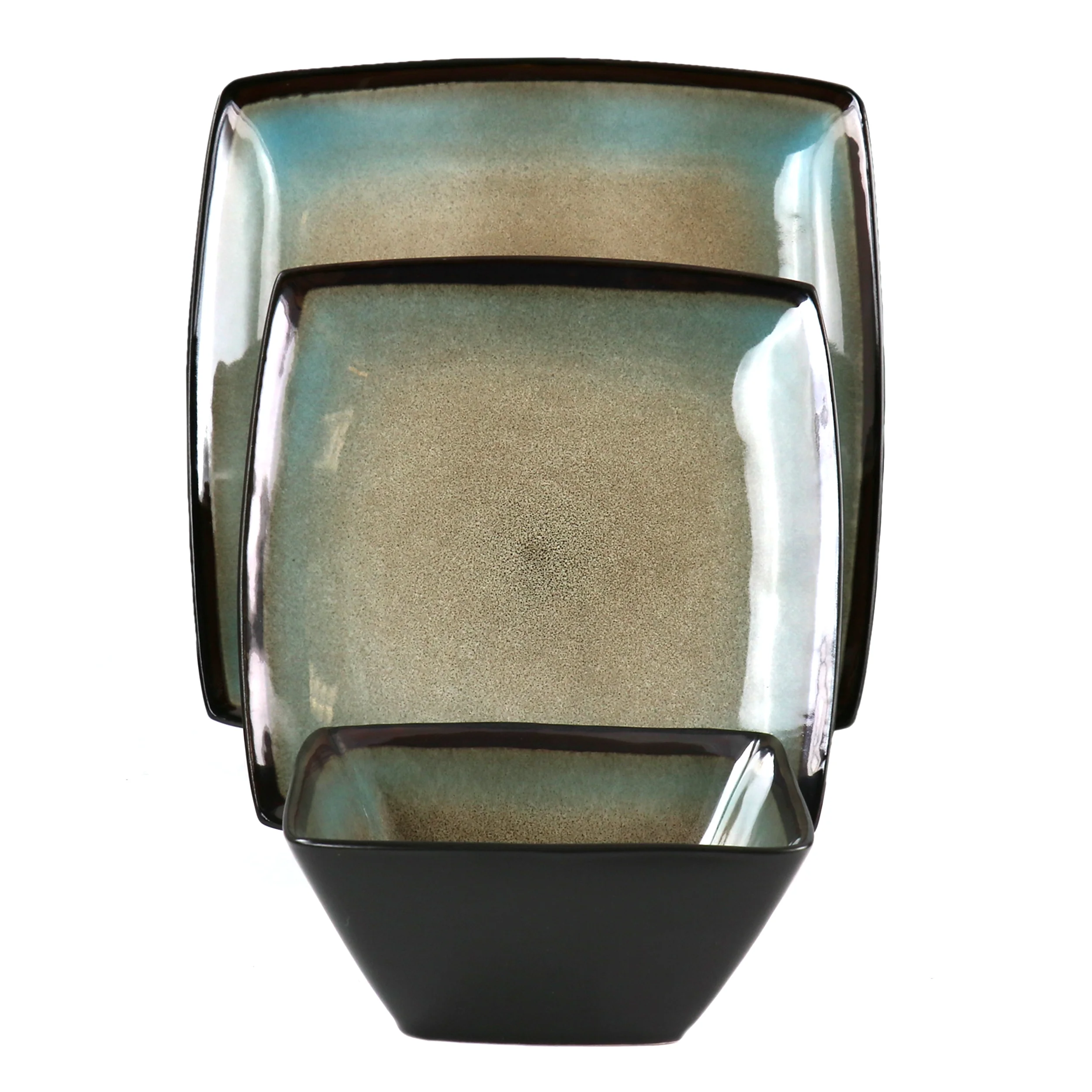 Hometrends Tequesta 12 Piece Square Stoneware Dinnerware Set in Taupe