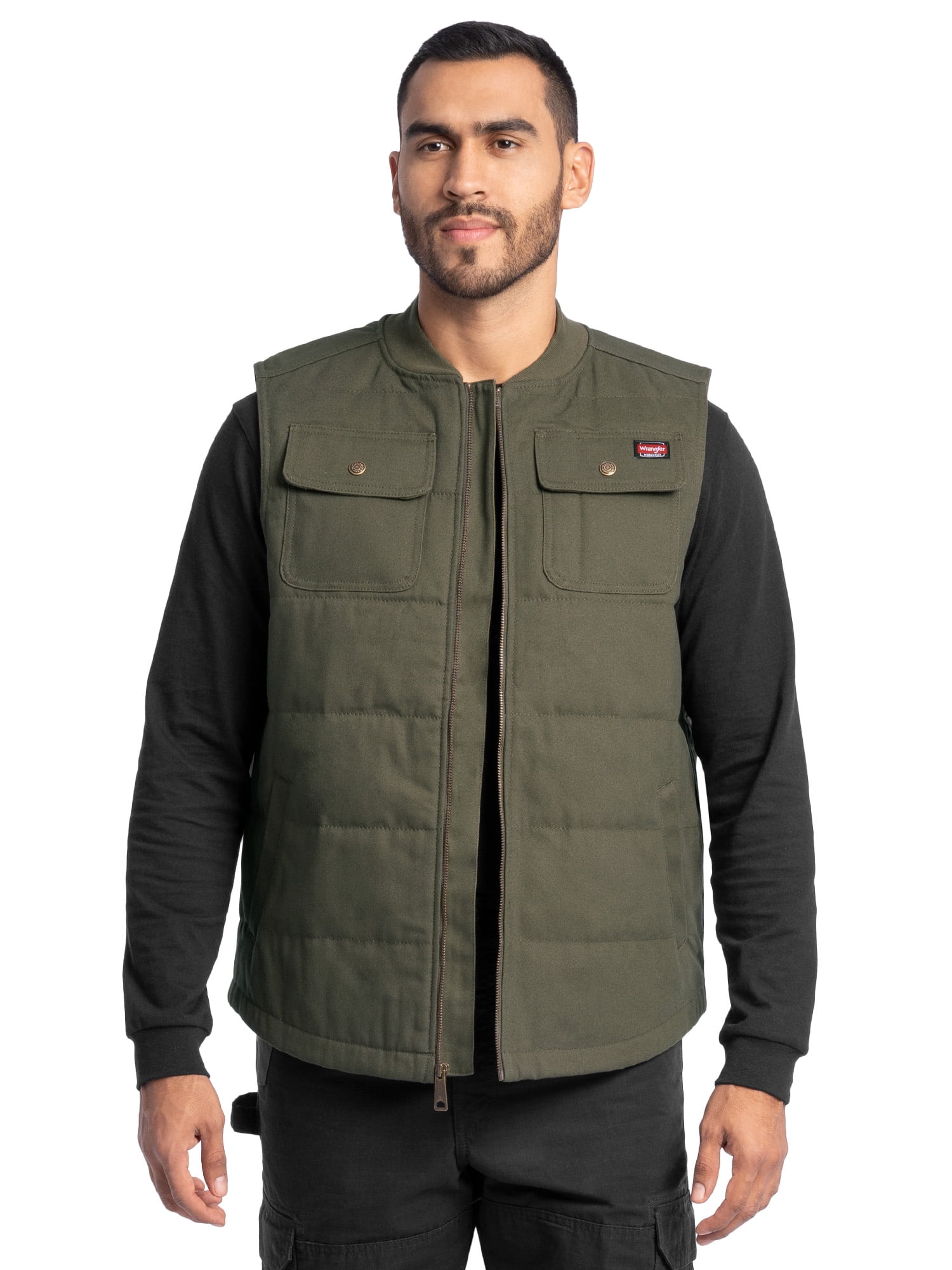 Wrangler Workwear Men's Quilted Duck Work Vest, Size Small to 3XL (Men's and Big Men's)