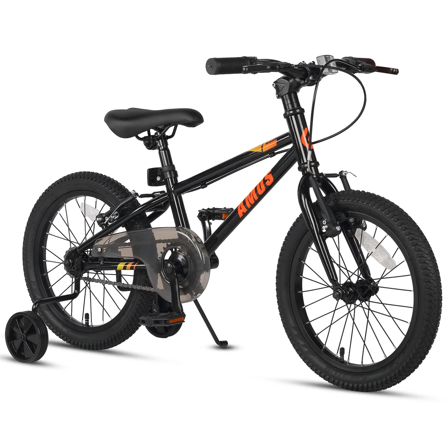 Glerc Amos 16 inch Kids Bike for Age 4 5 6 7 8 Year Old Boys Girls Road Bicycle with Dual Handbrakes & Training Wheel for Gift, Black