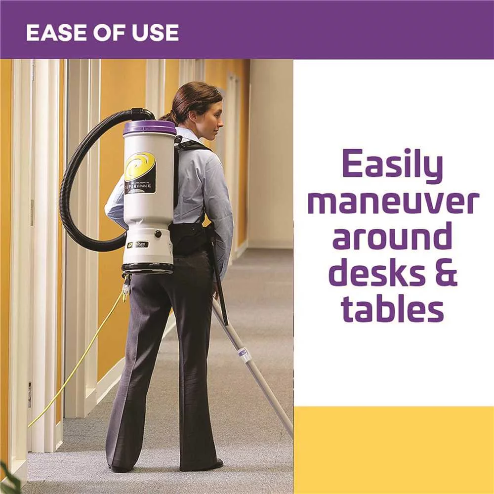 ProTeam 107109 CoachVac 10 Quart Backpack Vacuum with 2 Piece Wand Tool Kit