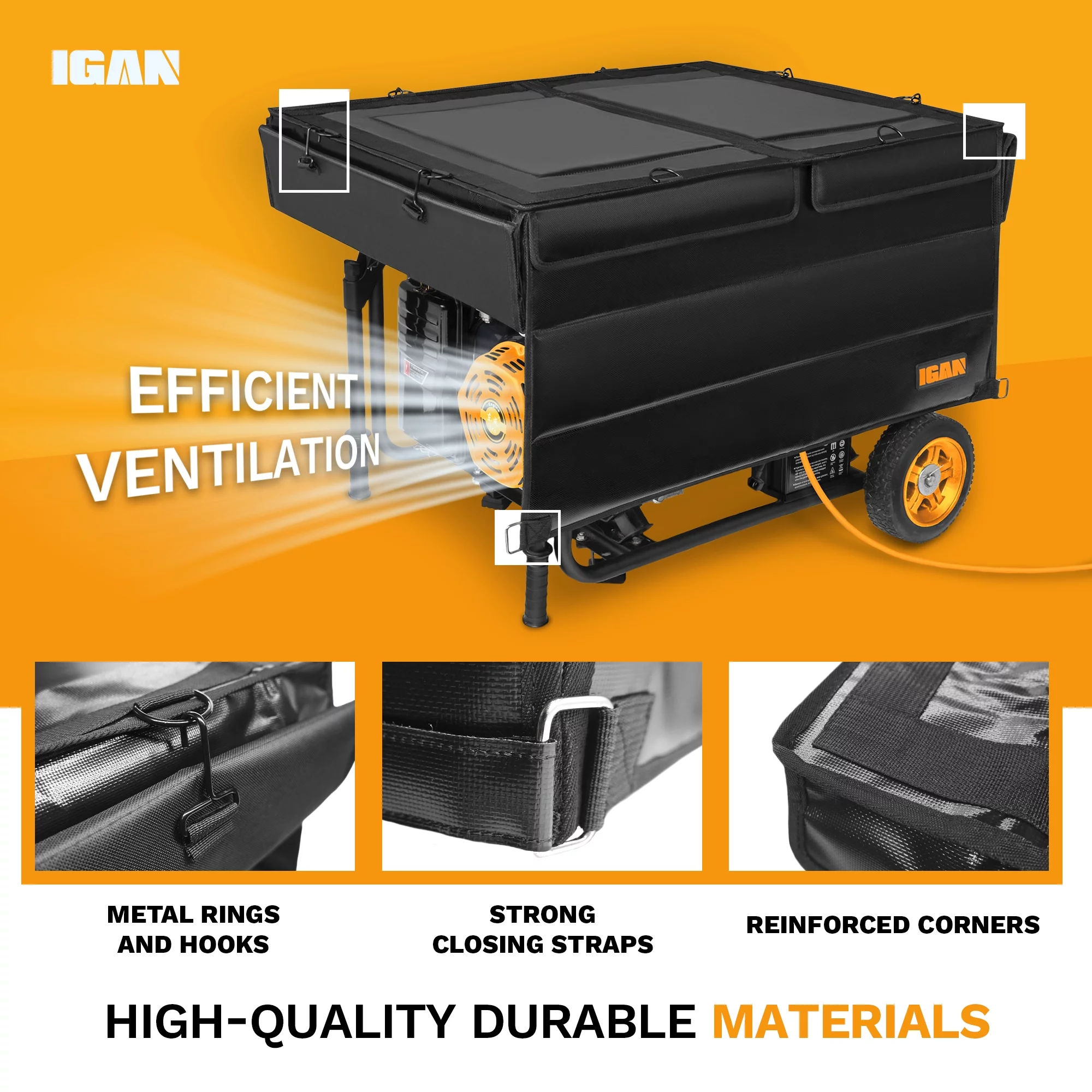 IGAN Generator Tent Waterproof Portable Generator Cover for 3500–12000 Watt 9,2 lb. Generators Black