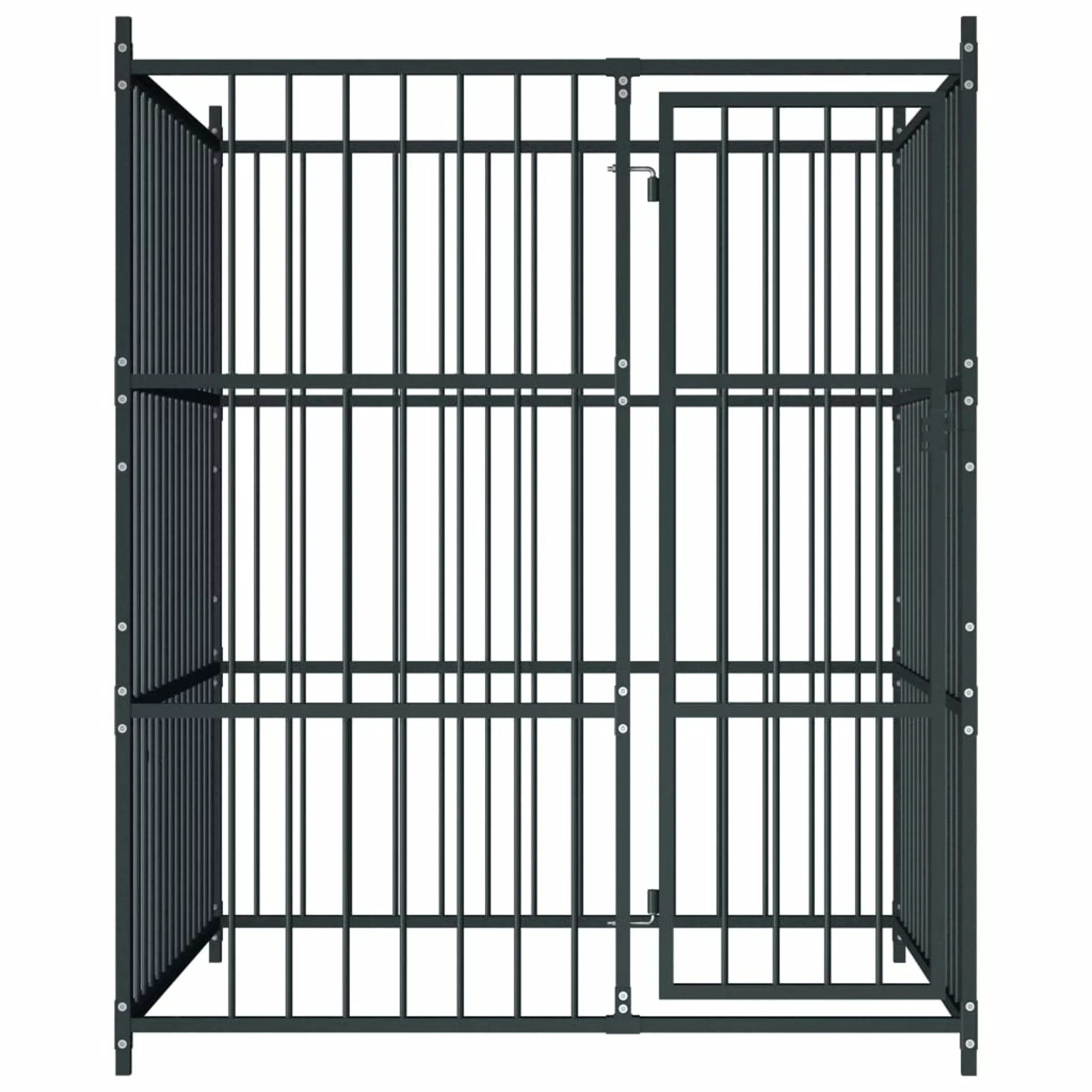 Anself Outdoor Dog Kennel Galvanized Steel Bar Sidewalls Fence Pet Playpen Lockable Latch Gate Cat Duck Chicken Rabbit Fence Pet Exercise Fence Black 59.1 x 59.1 x 72.8 Inches (L x W x H)