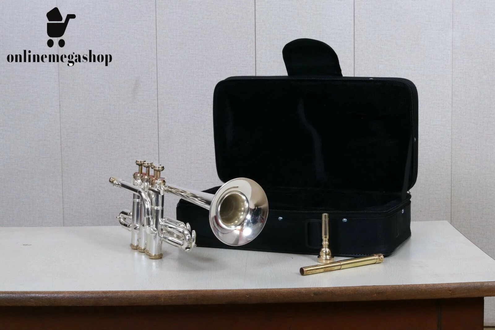 Piccolo Trumpet Silver And Brass Color Bb/A Pitch With Hard Case Bag And Mouthpiece