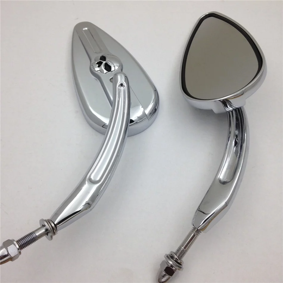 HTT-MOTOR Skull Flame Side Mirrors for 1984-2014 universal to Sportster 883 Custom XL883C most Harley bike chrome