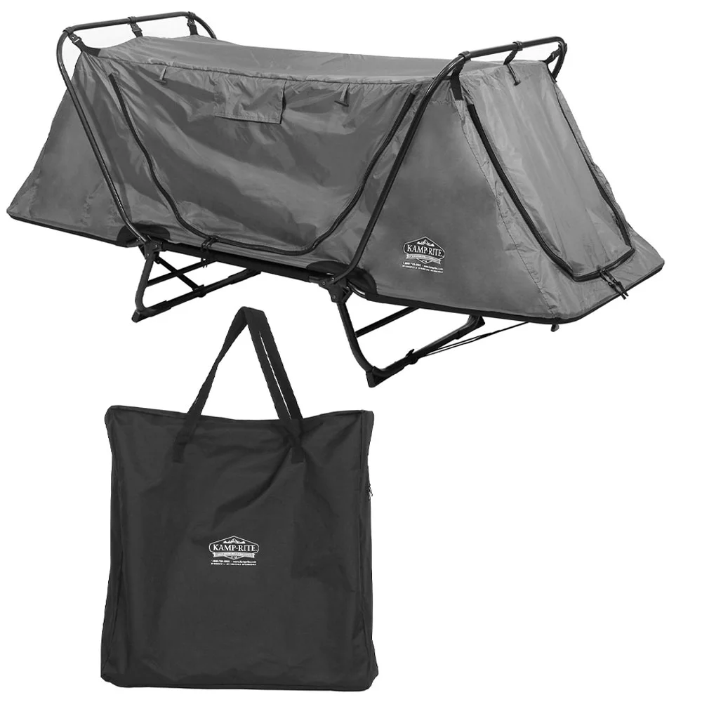 Kamp-Rite Original 1 Person Tent Cot Bed Bundle w/ Valuables Storage Bag