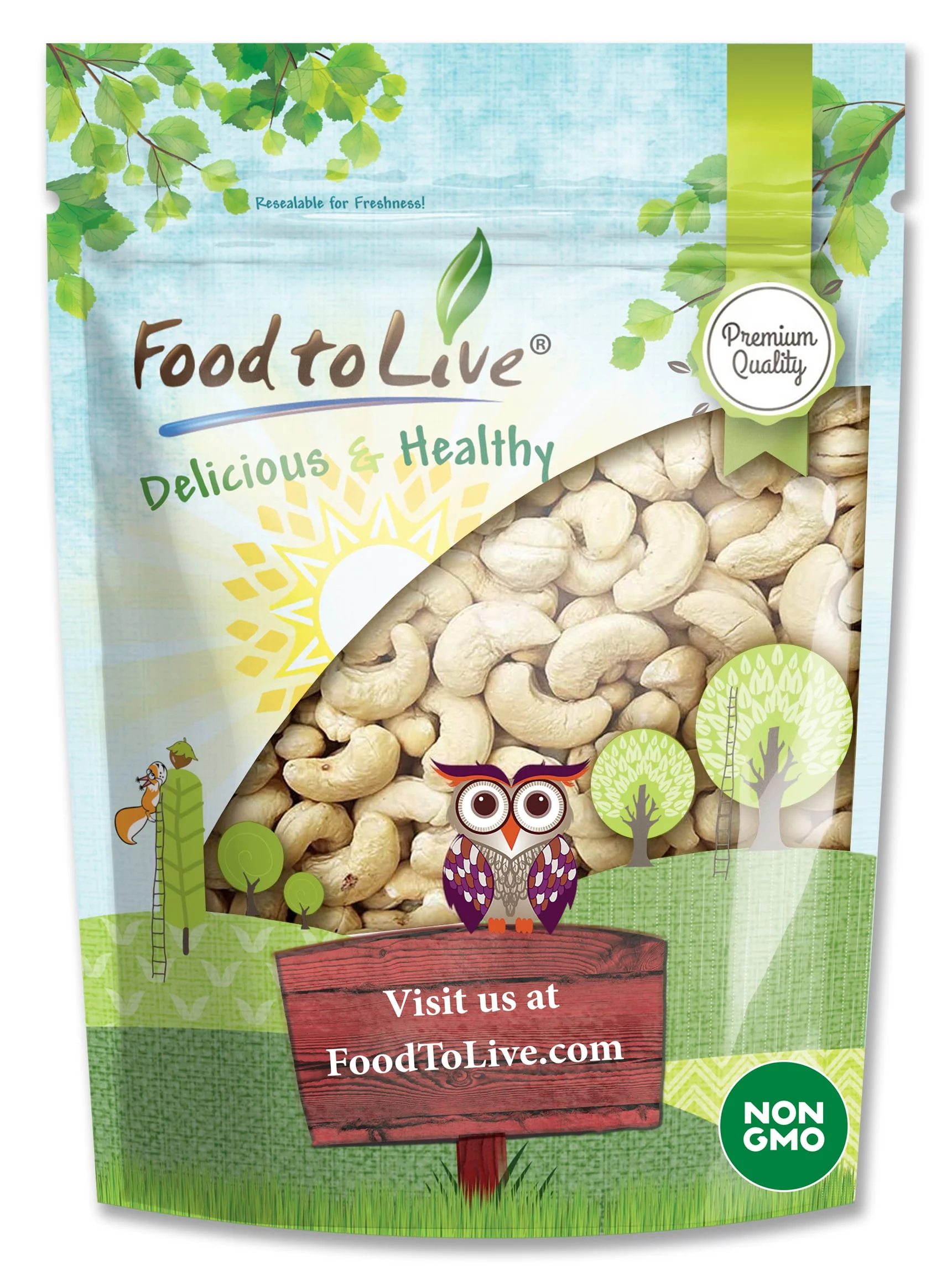 Food To Live Â® Raw Cashew Nuts (Whole, Size W-240, Unsalted, Bulk) (2 Pounds)