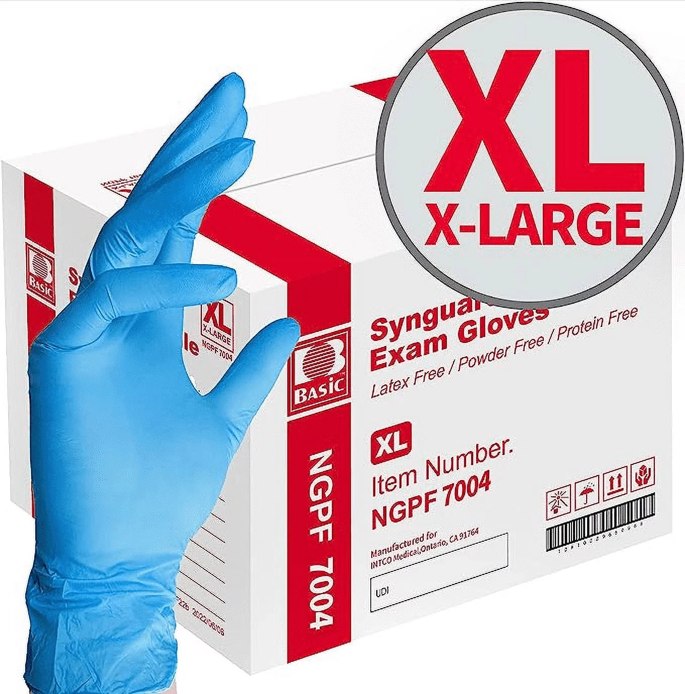 BASIC Disposable Nitrile Exam Gloves, Powder Latex Free Gloves, Blue Extra Large 1000 Count
